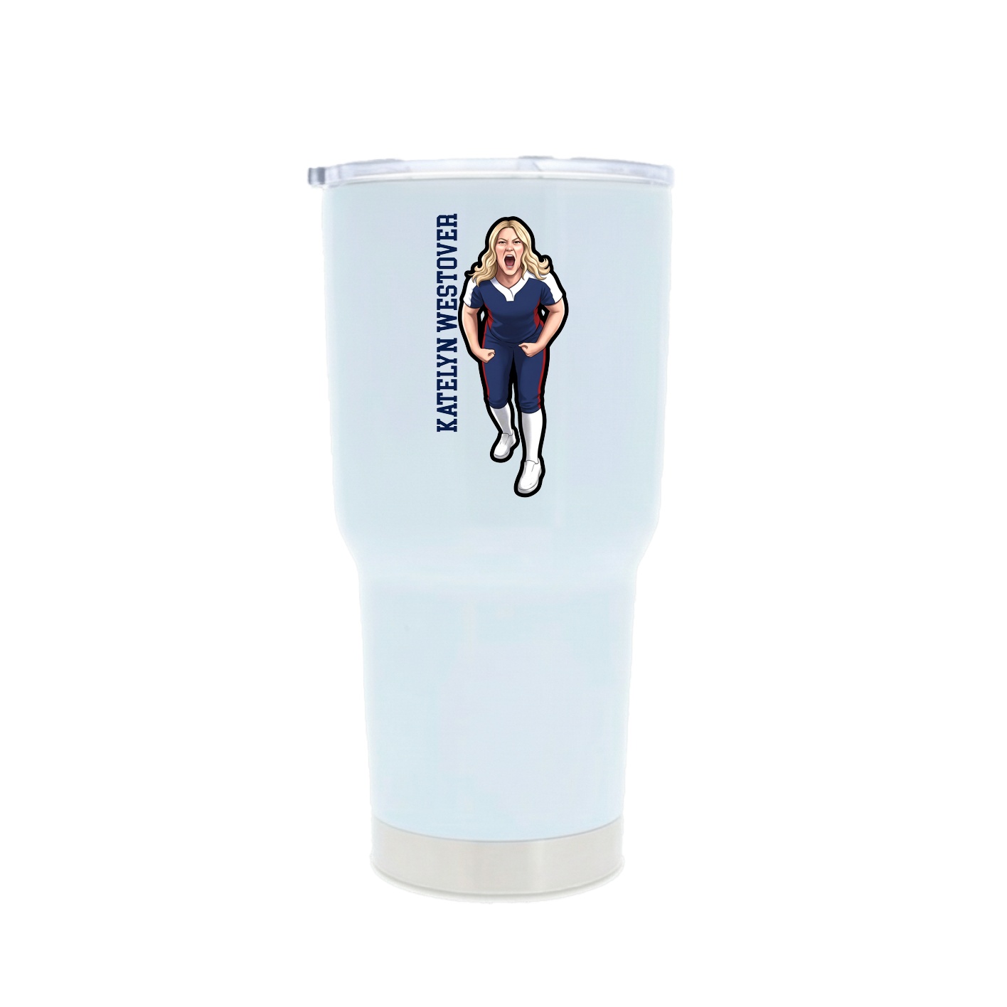 30oz Stainless Steel Tumbler — Name Vertical in White