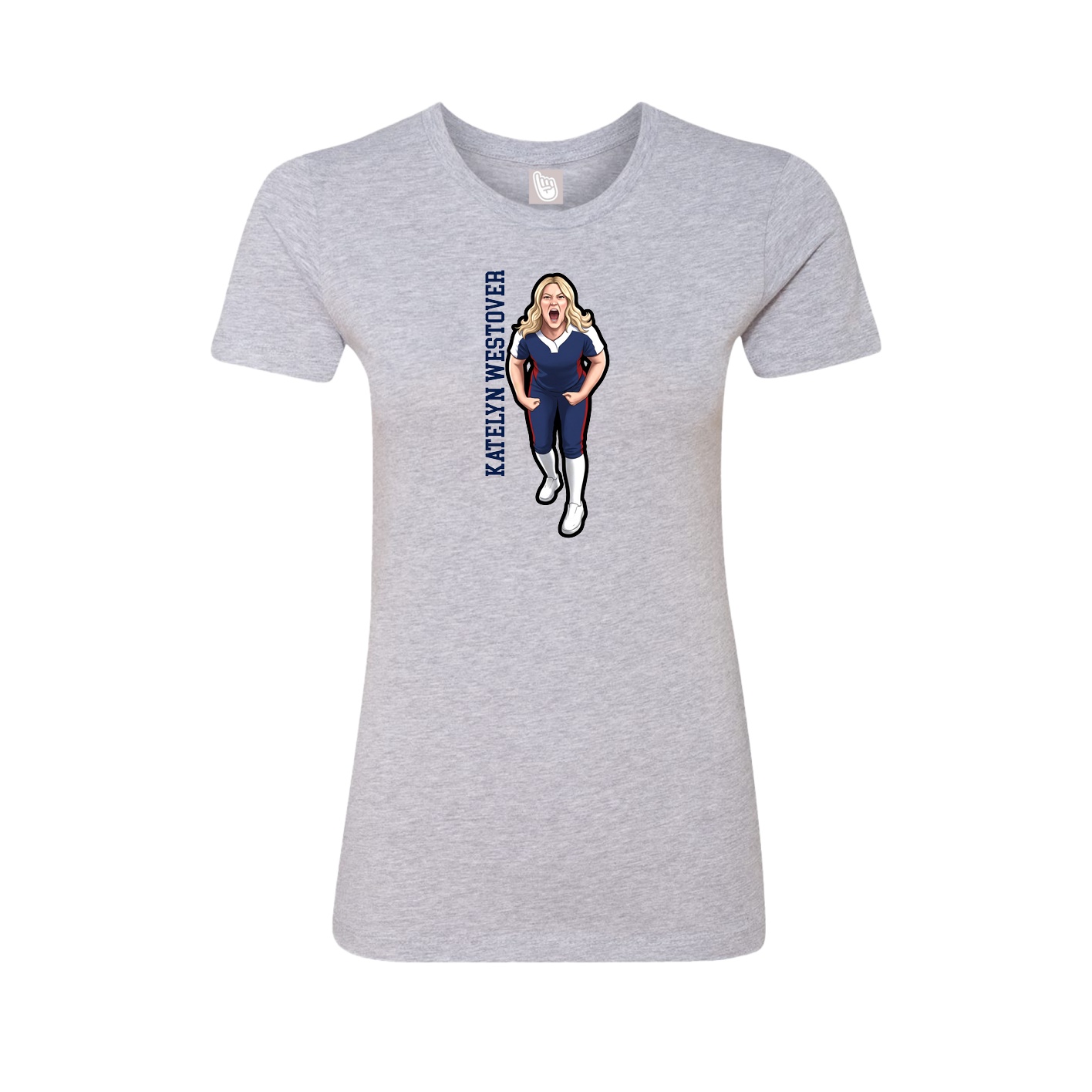 Fitted Women's Tee — Name Vertical in Grey