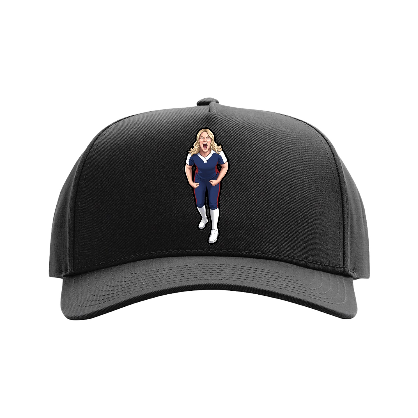 Full Fabric Five-Panel Champ Cap — Name Vertical in Black