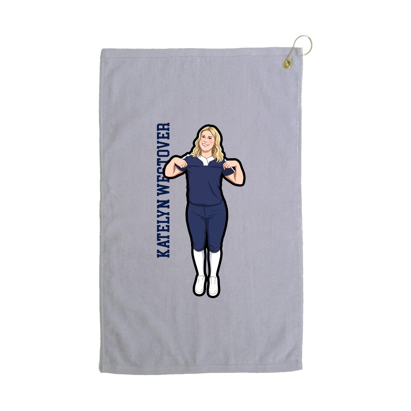 Golf Towel — Name Vertical in Grey