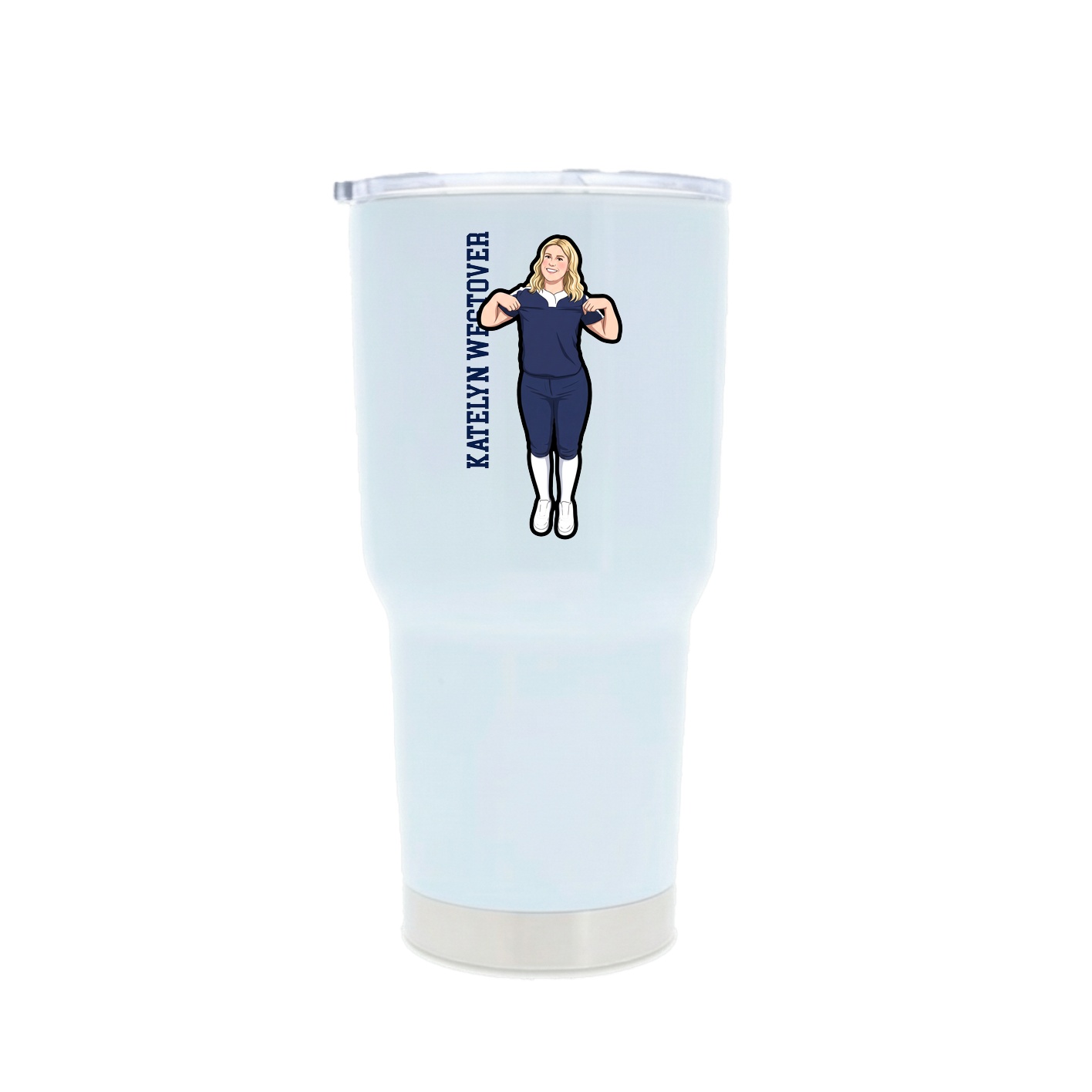 30oz Stainless Steel Tumbler — Name Vertical in White