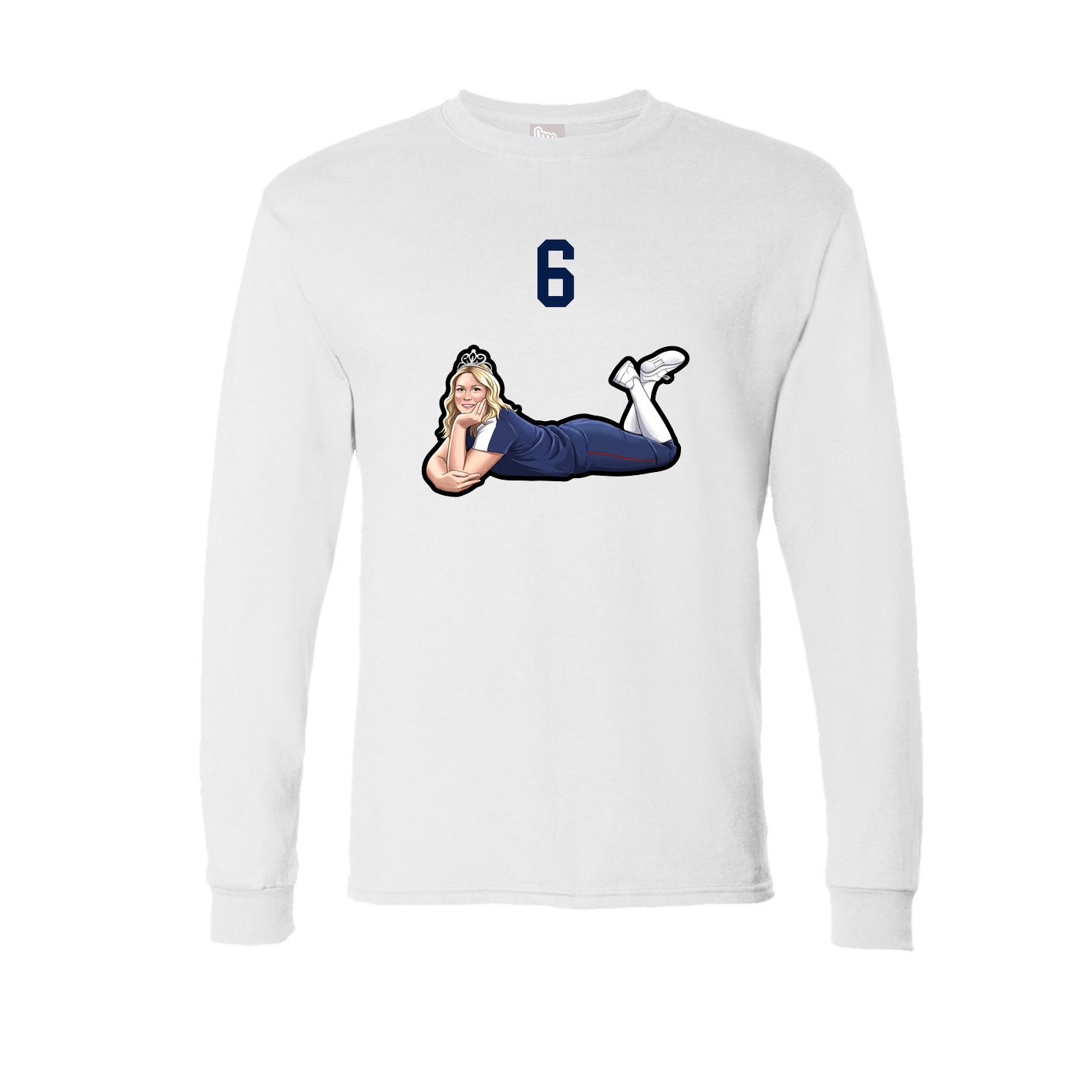 Long Sleeve Tee — Number Top in White