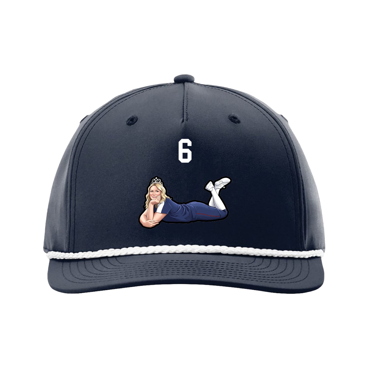 Five-Panel Classic Rope Cap — Number Top in Navy