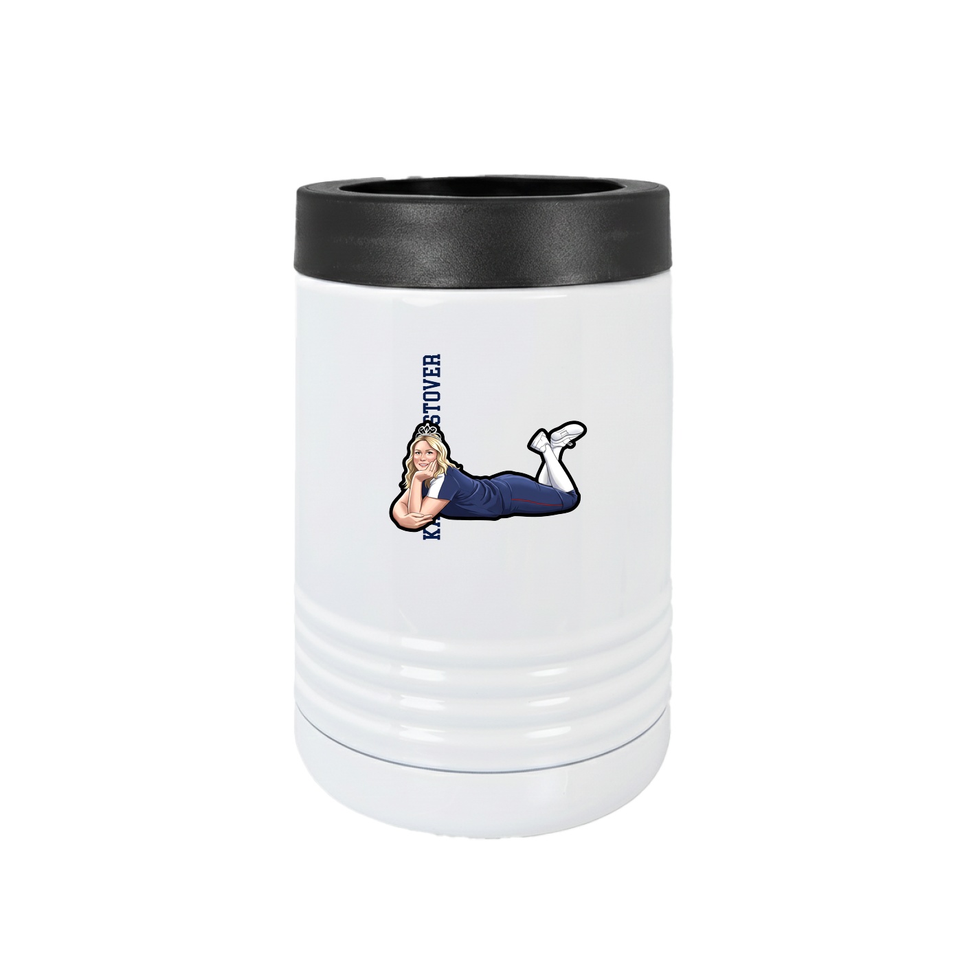 Beverage Holder — Name Vertical in White