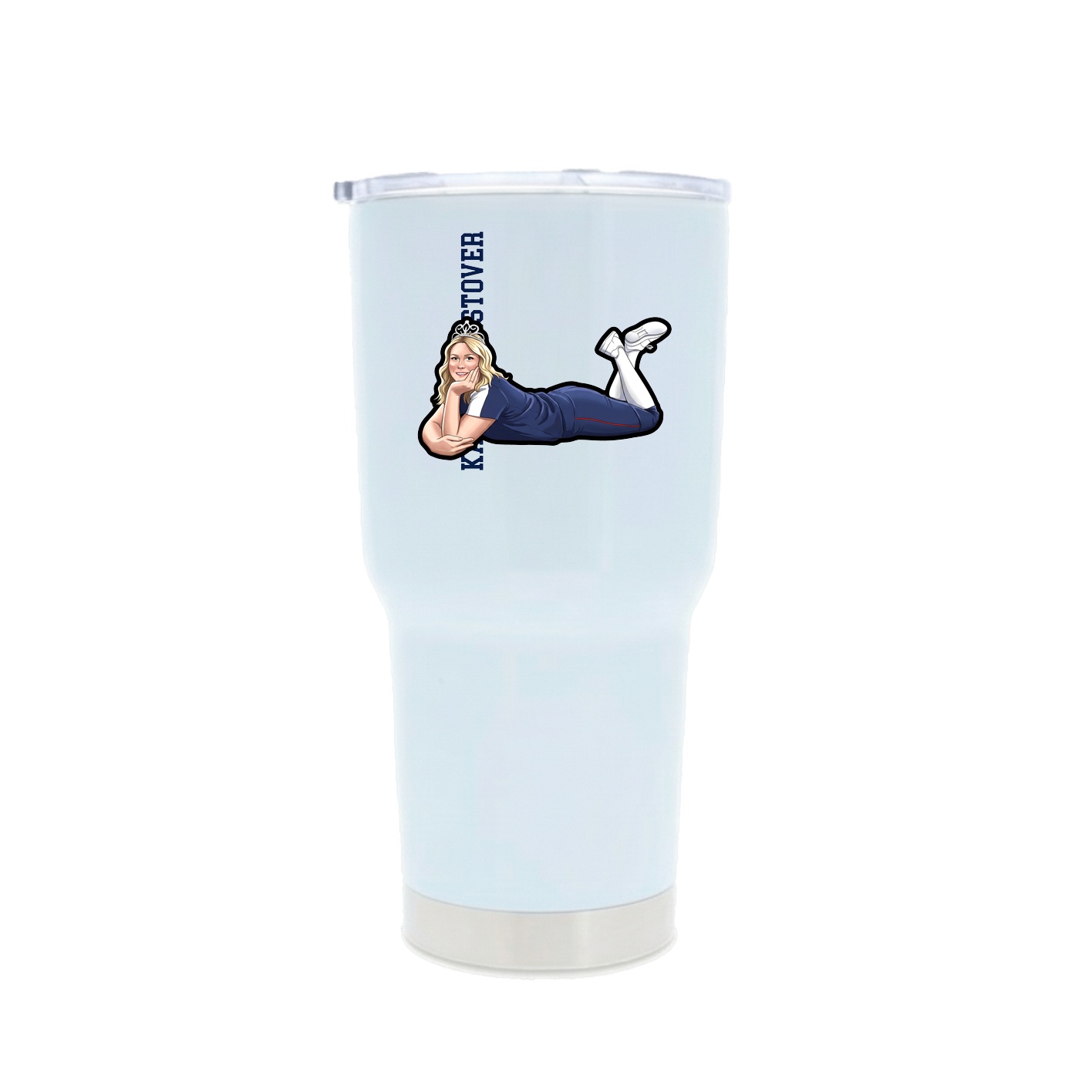 30oz Stainless Steel Tumbler — Name Vertical in White