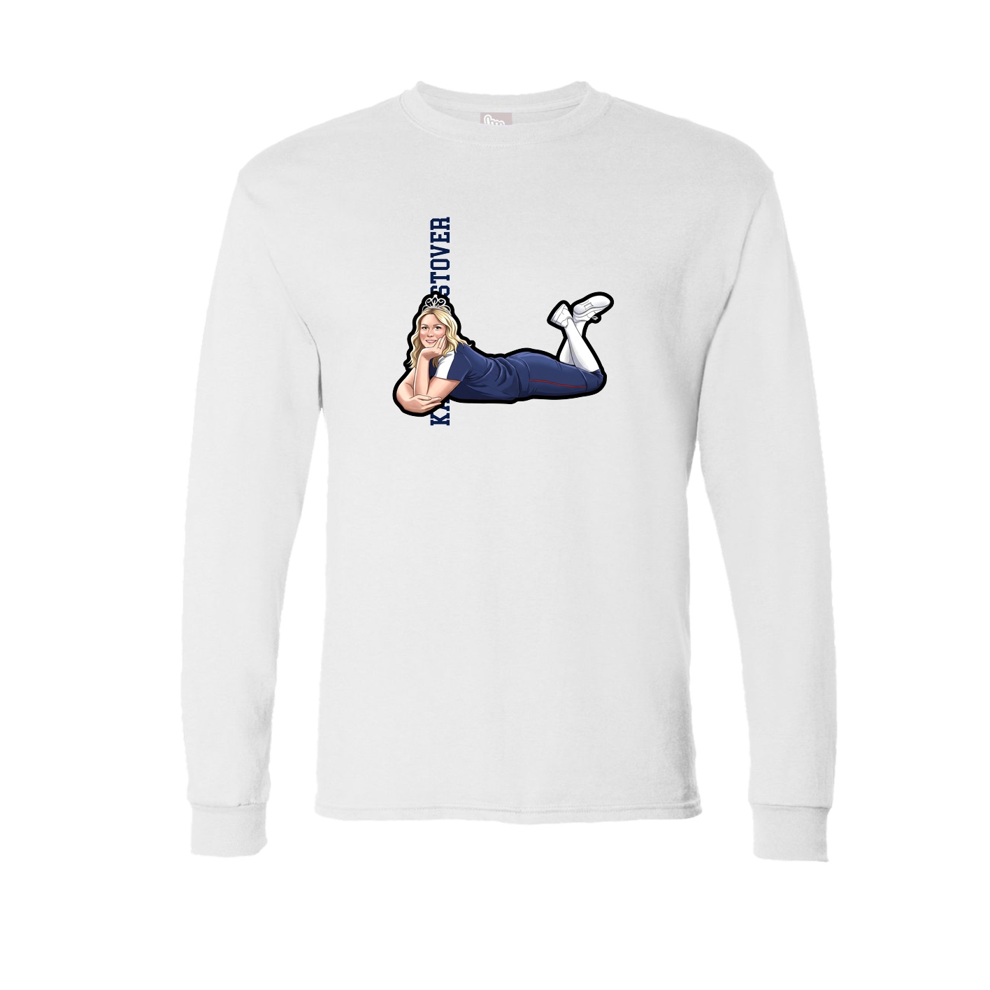 Long Sleeve Tee — Name Vertical in White
