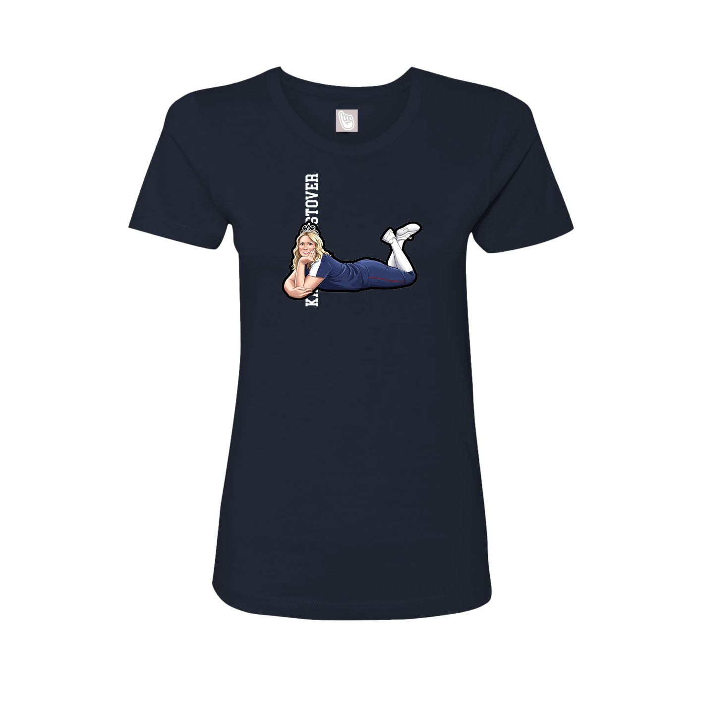 Fitted Women's Tee — Name Vertical in Navy