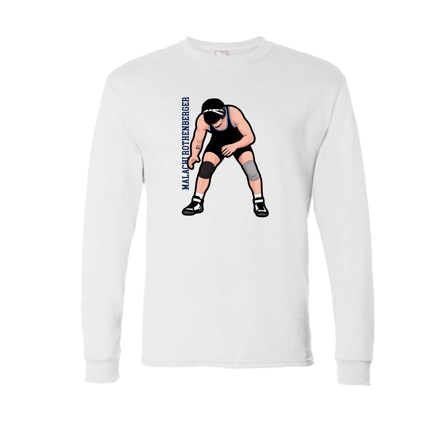 Long Sleeve Tee — Name Vertical in White