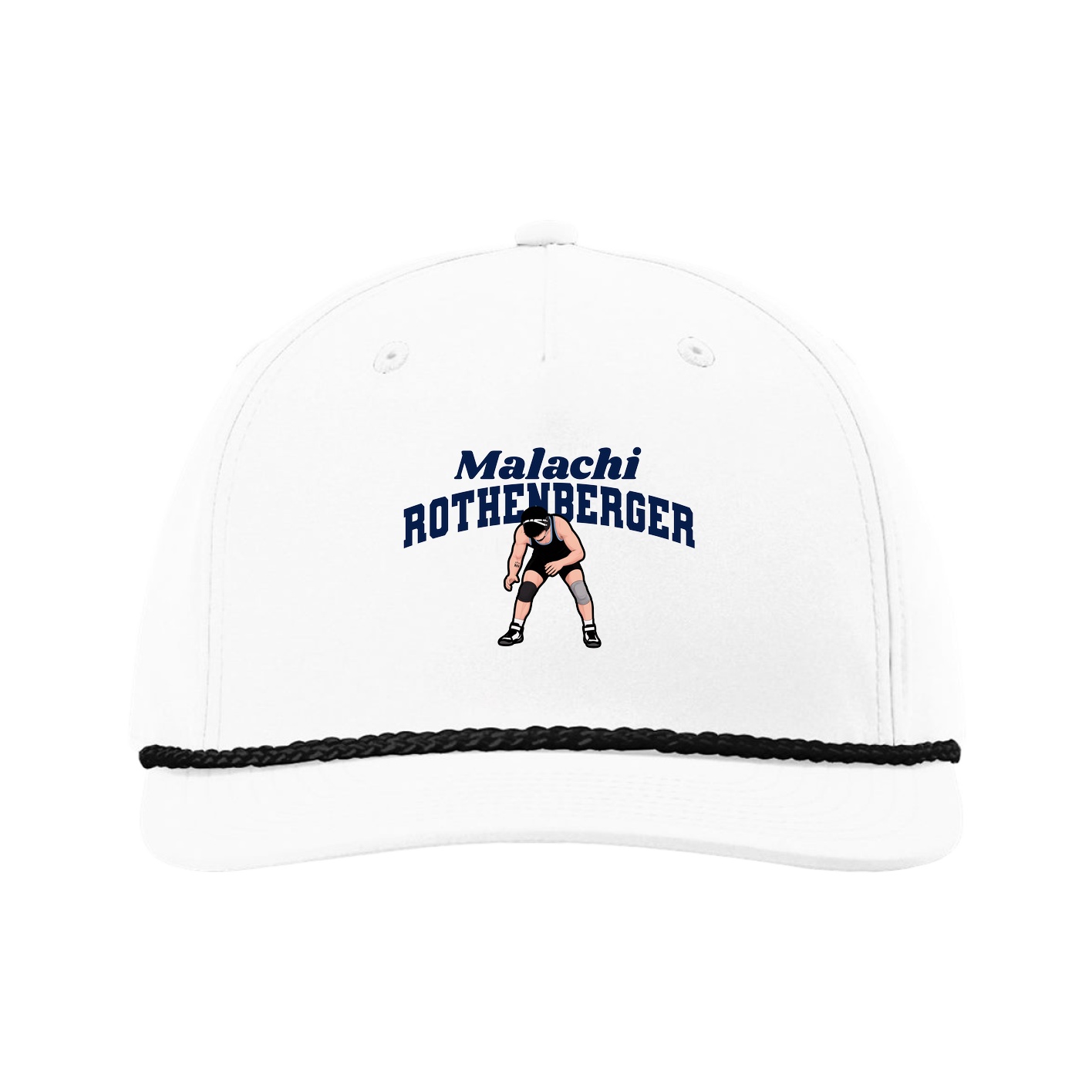 Five-Panel Classic Rope Cap — Signature Arch in White