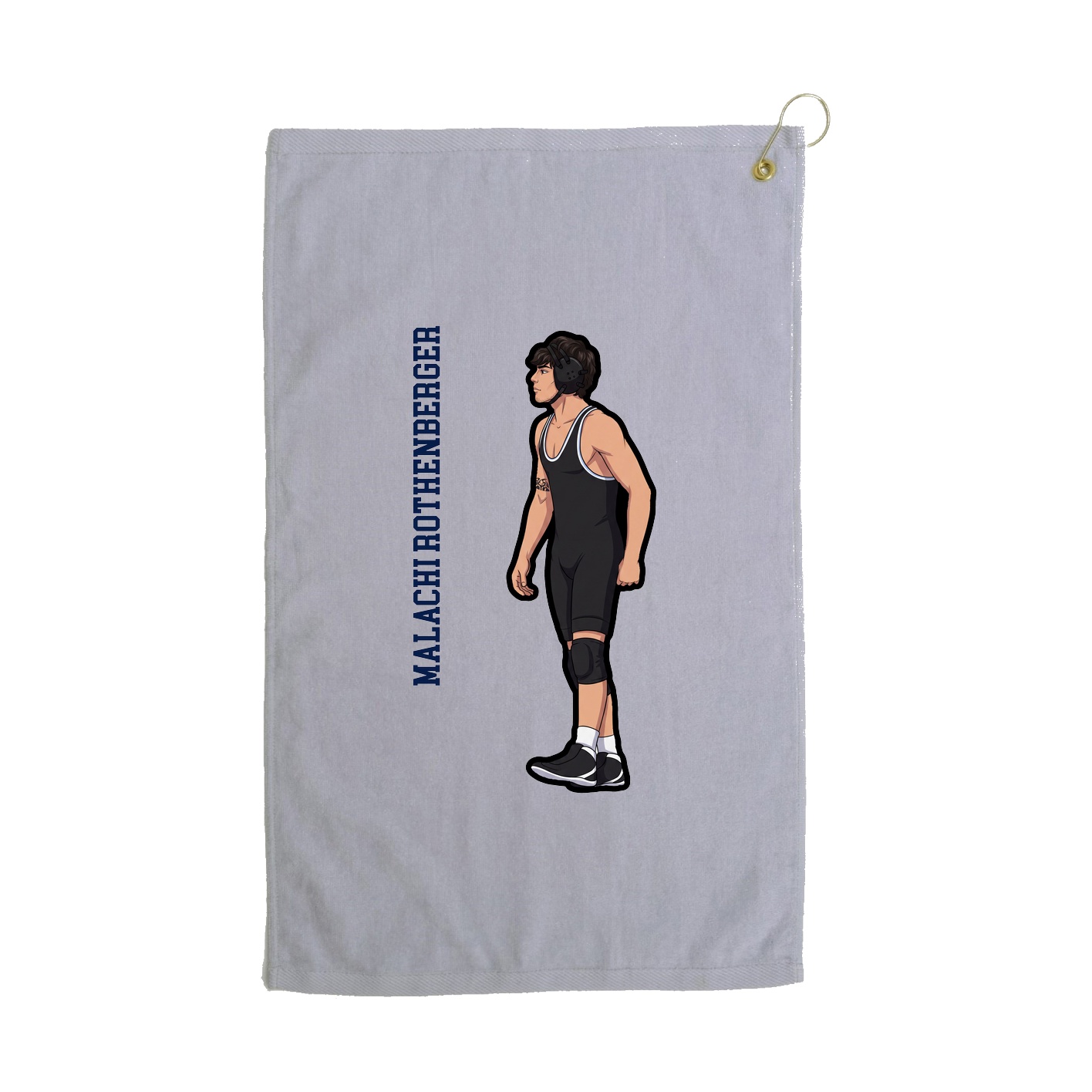 Golf Towel — Name Vertical in Grey