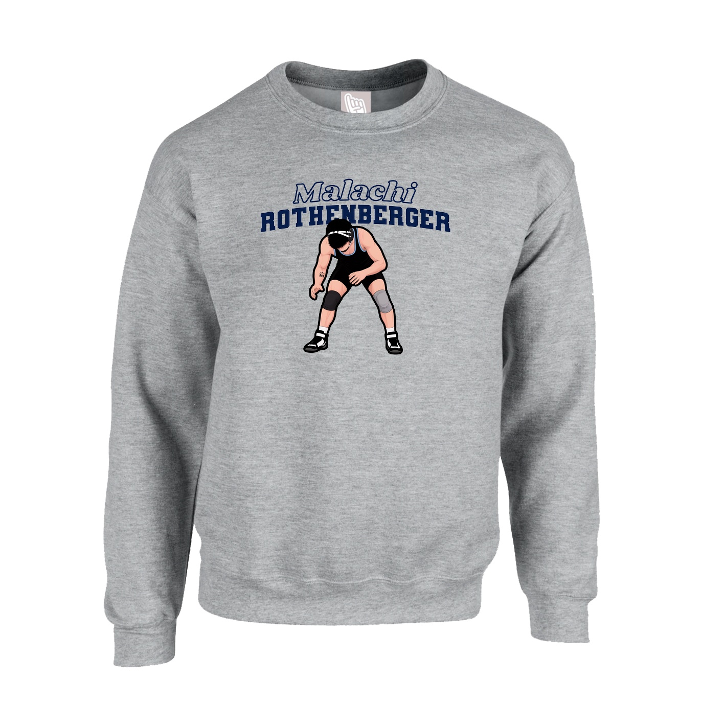 Fleece Crew — Name Arch in Grey