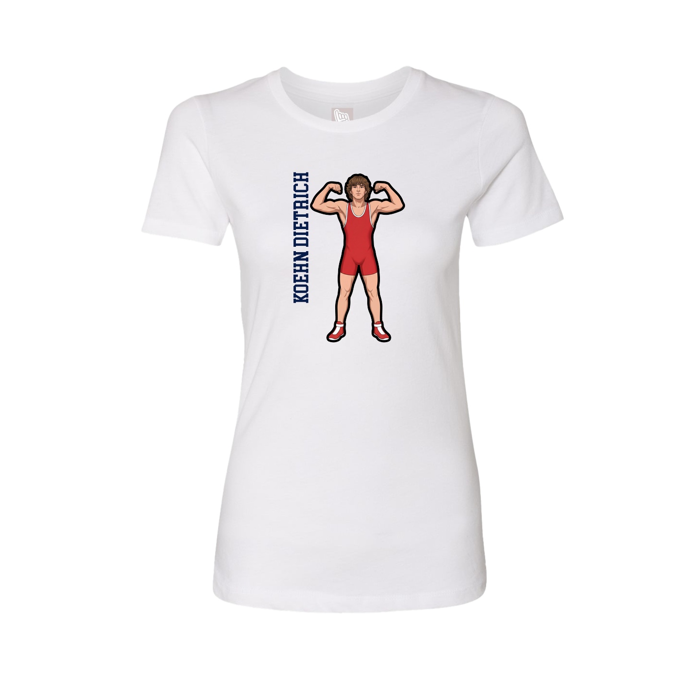 Fitted Women's Tee — Name Vertical in White