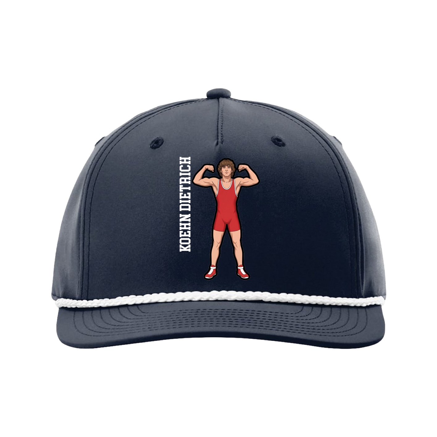 Five-Panel Classic Rope Cap — Name Vertical in Navy
