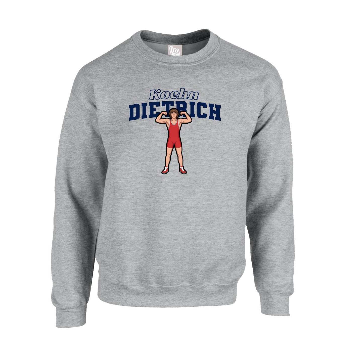 Fleece Crew — Name Arch in Grey