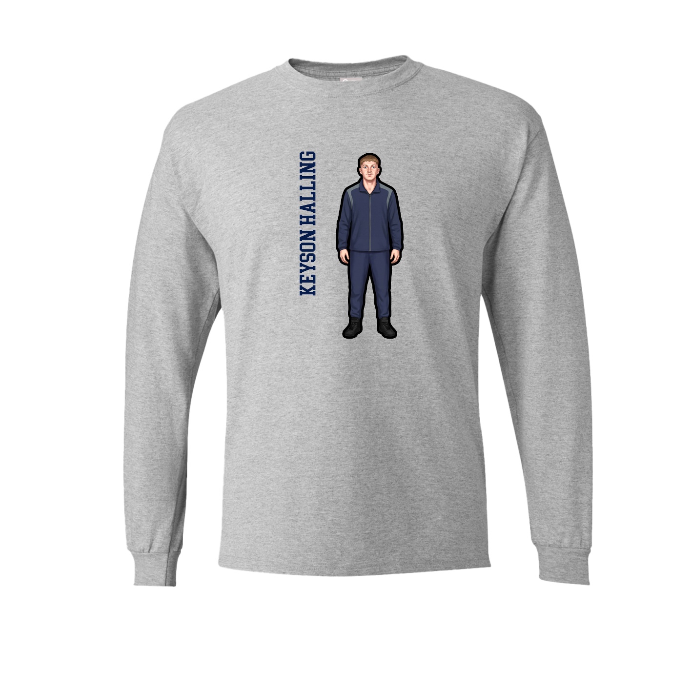Long Sleeve Tee — Name Vertical in Grey