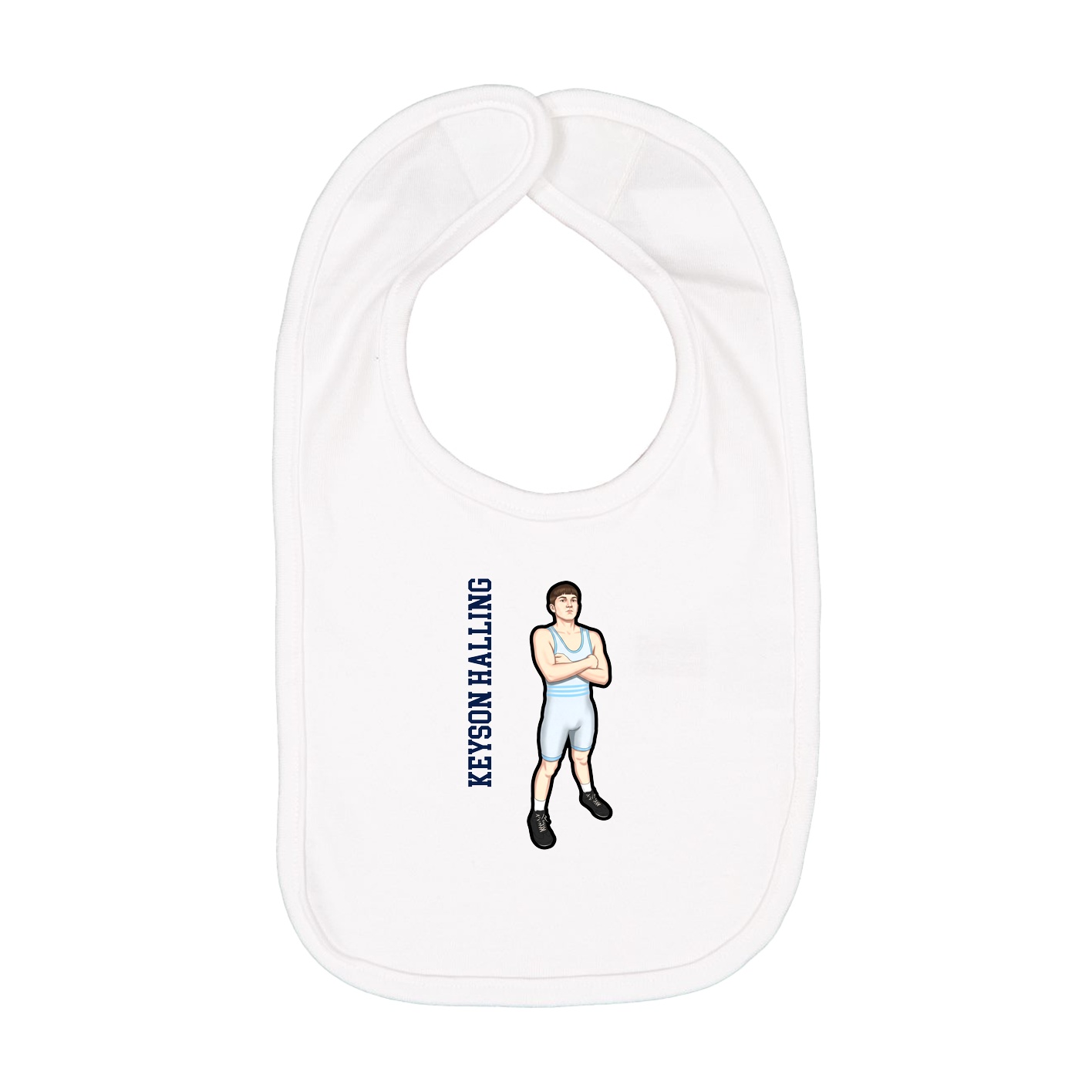Infant Bib — Name Vertical in White