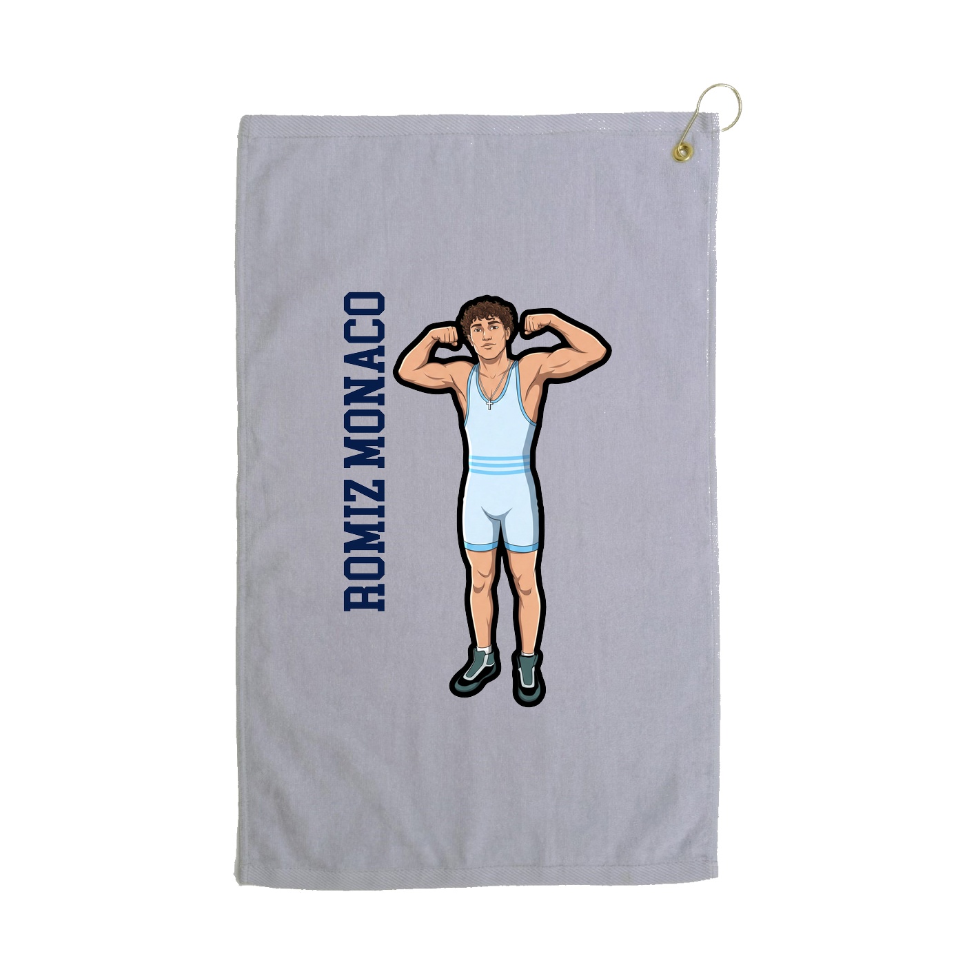 Golf Towel — Name Vertical in Grey