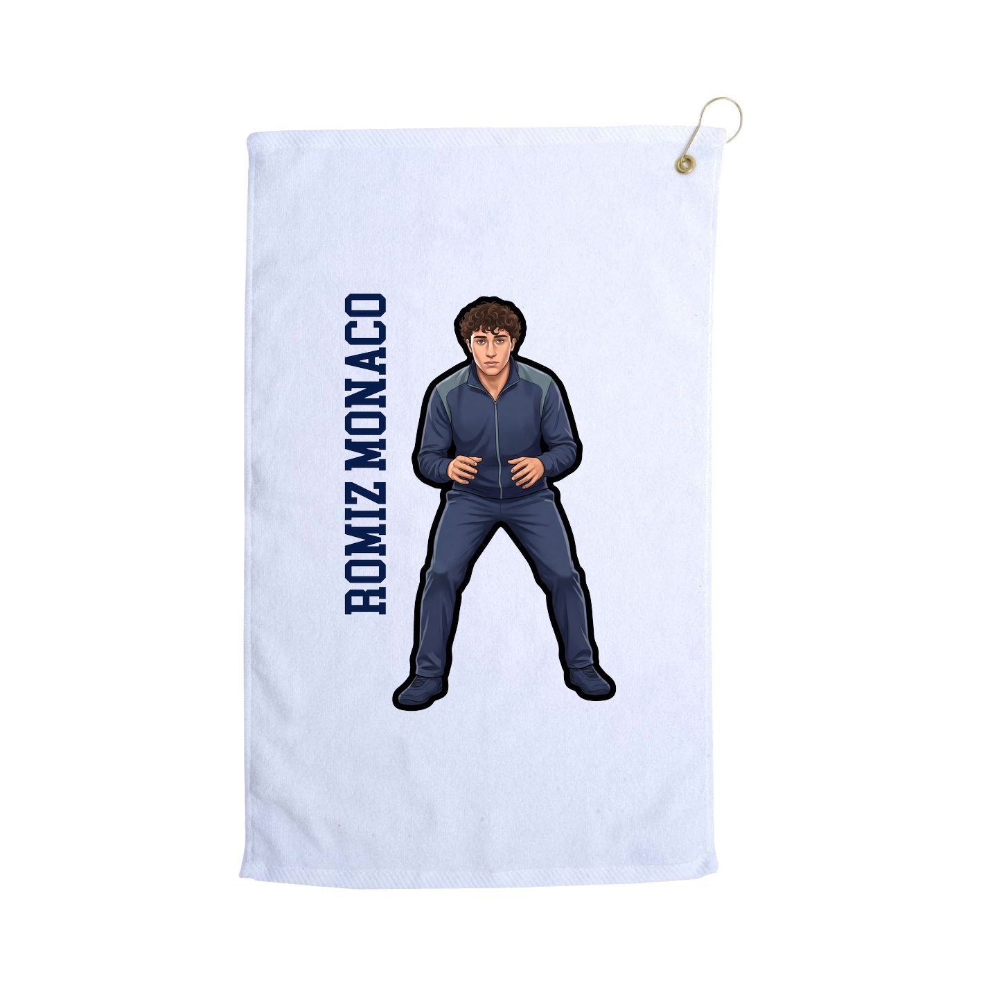 Golf Towel — Name Vertical in White