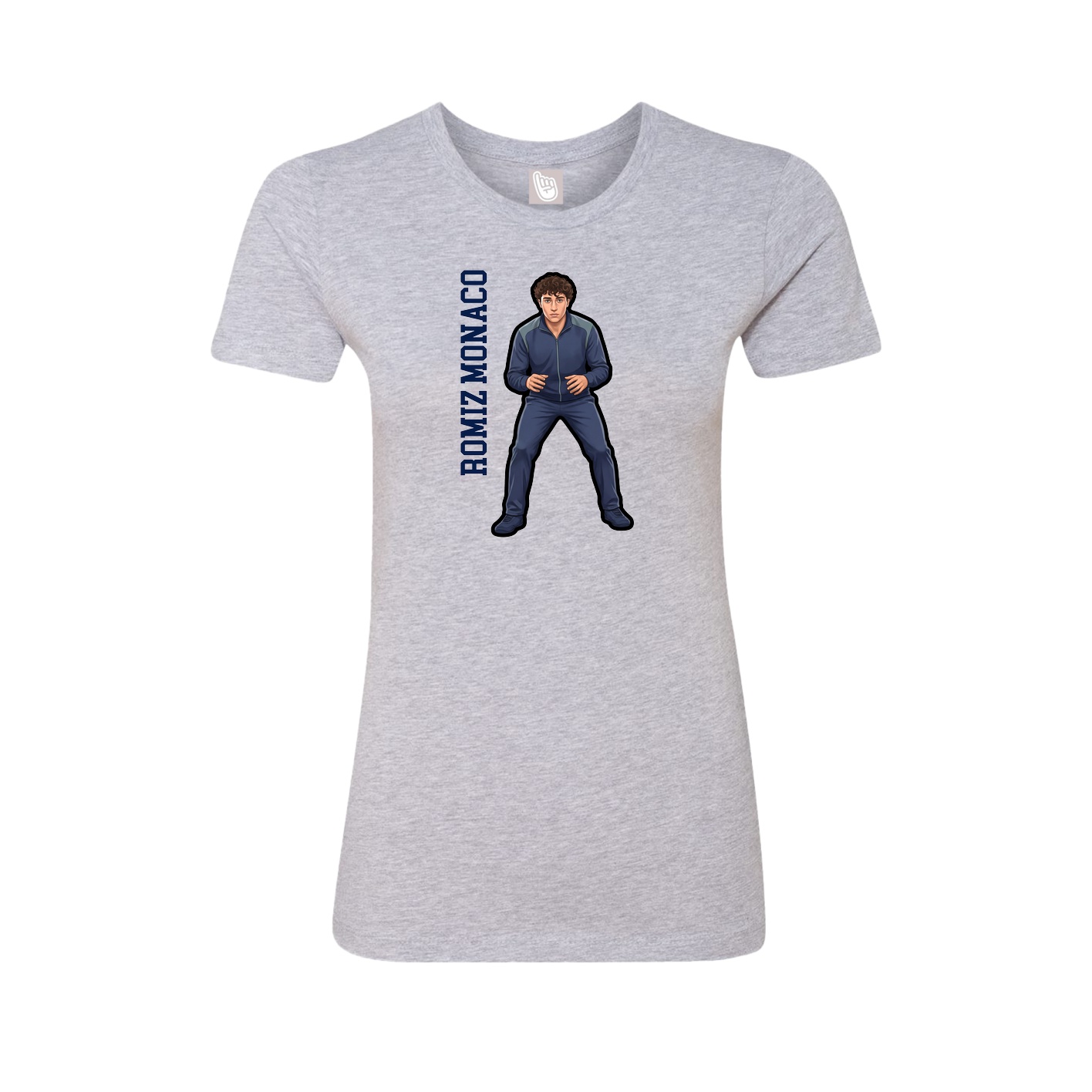 Fitted Women's Tee — Name Vertical in Grey