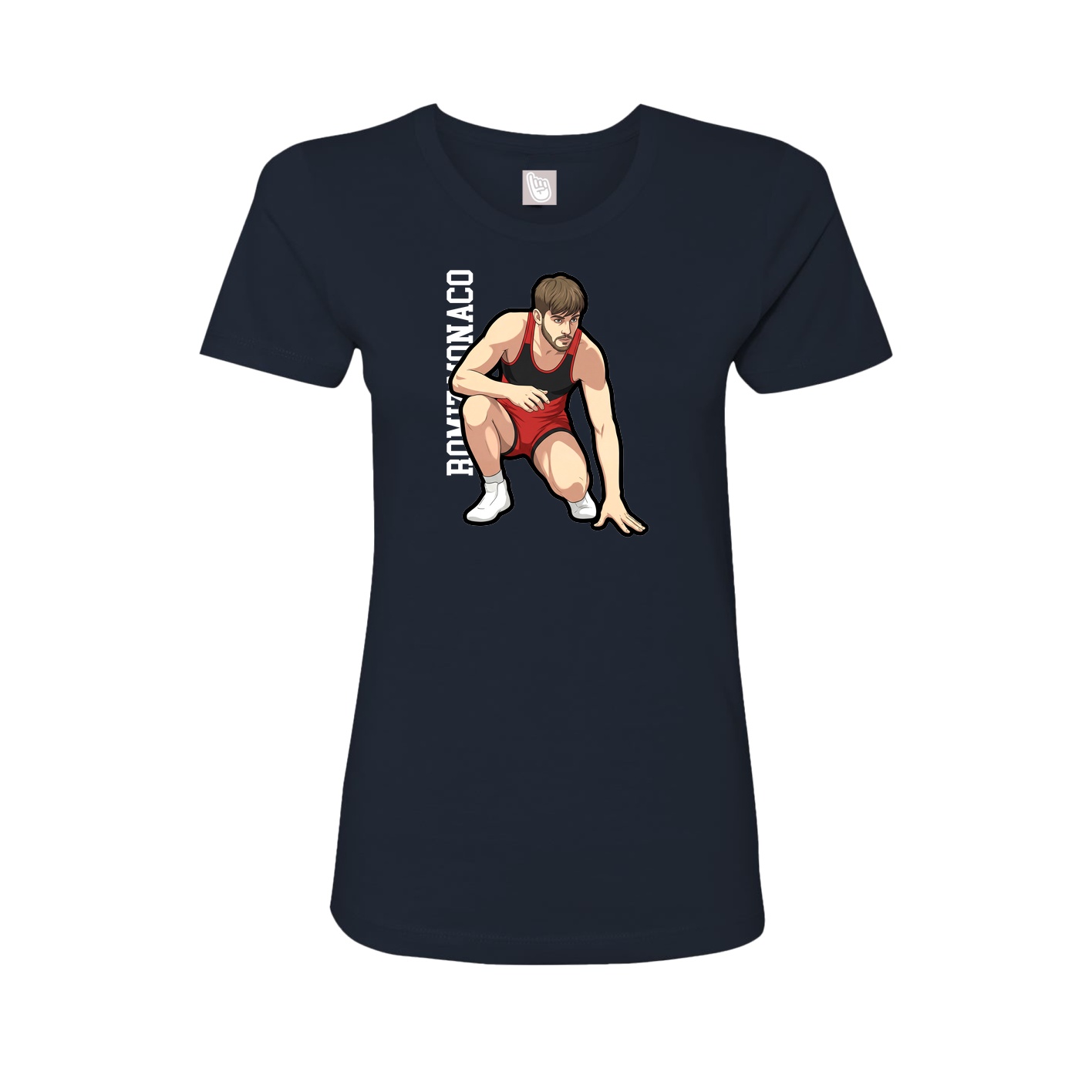 Fitted Women's Tee — Name Vertical in Navy