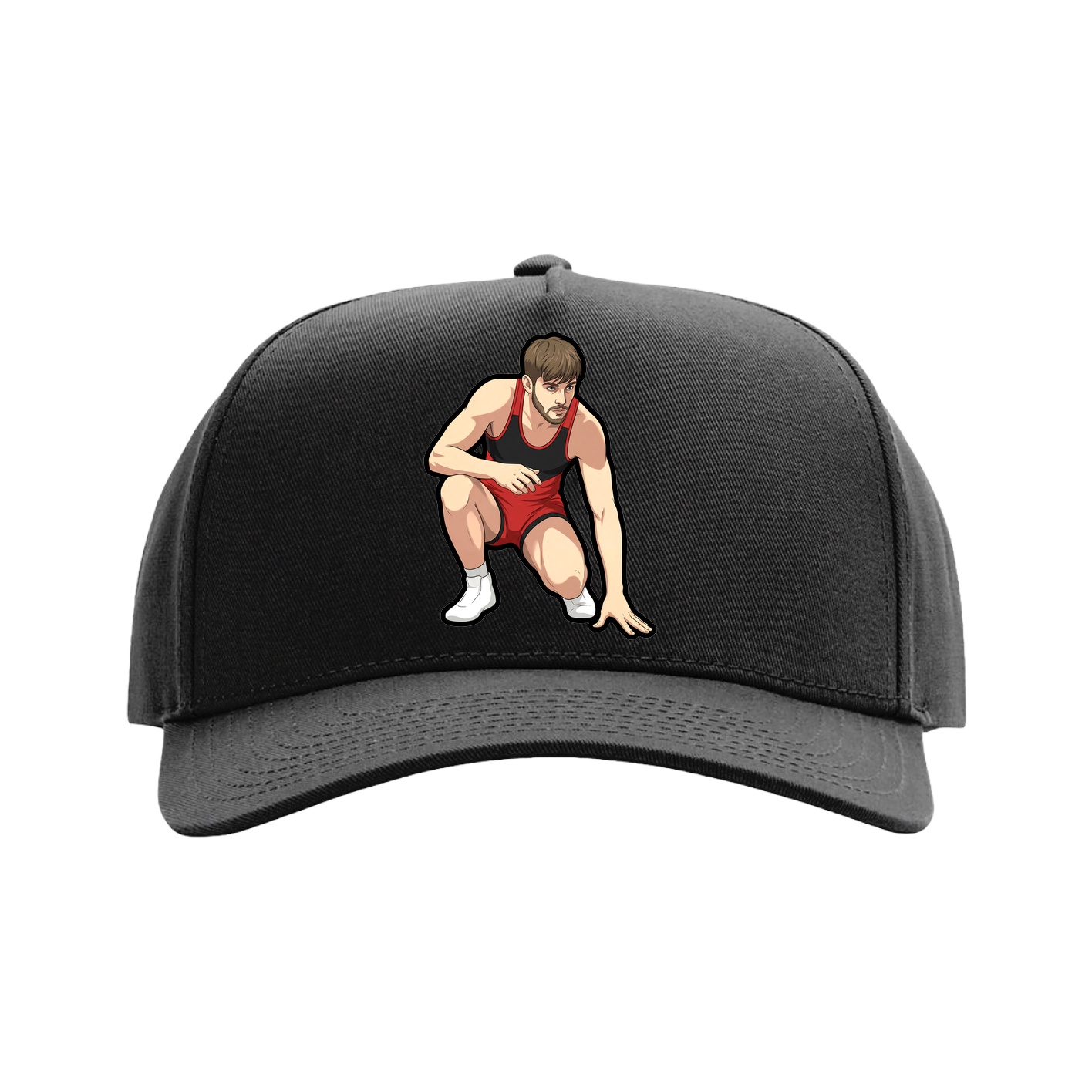 Full Fabric Five-Panel Champ Cap — Name Vertical in Black
