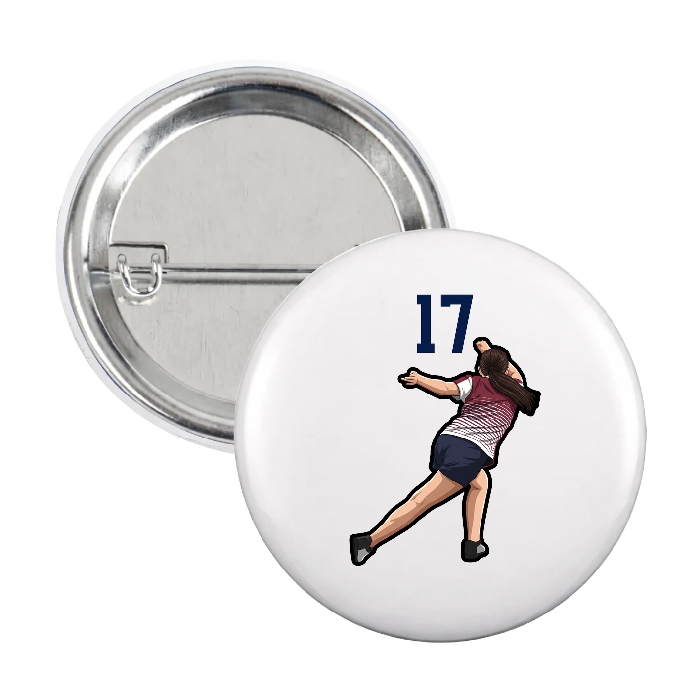 Game Day Button — Number Top in White