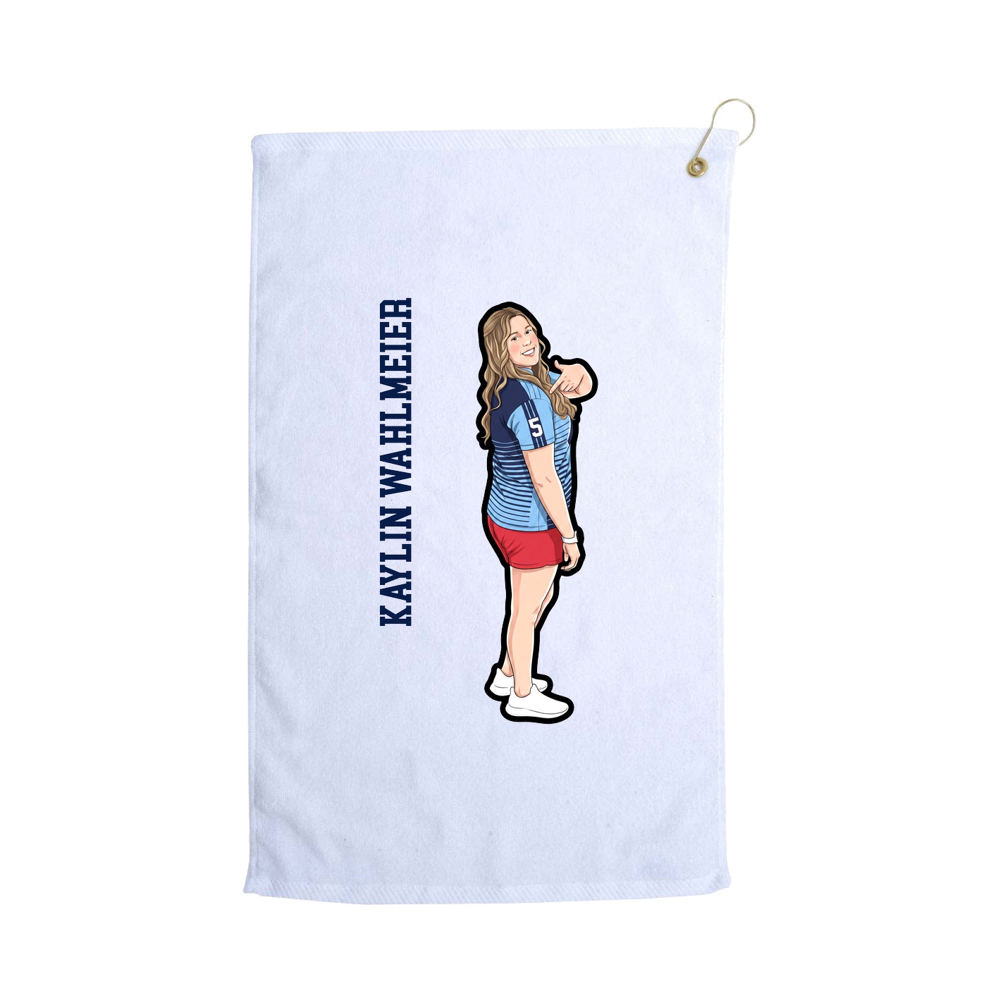 Golf Towel — Name Vertical in White
