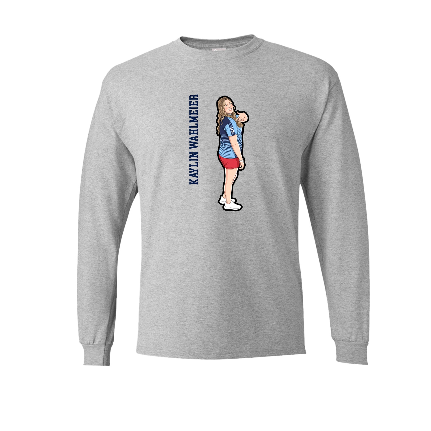Long Sleeve Tee — Name Vertical in Grey