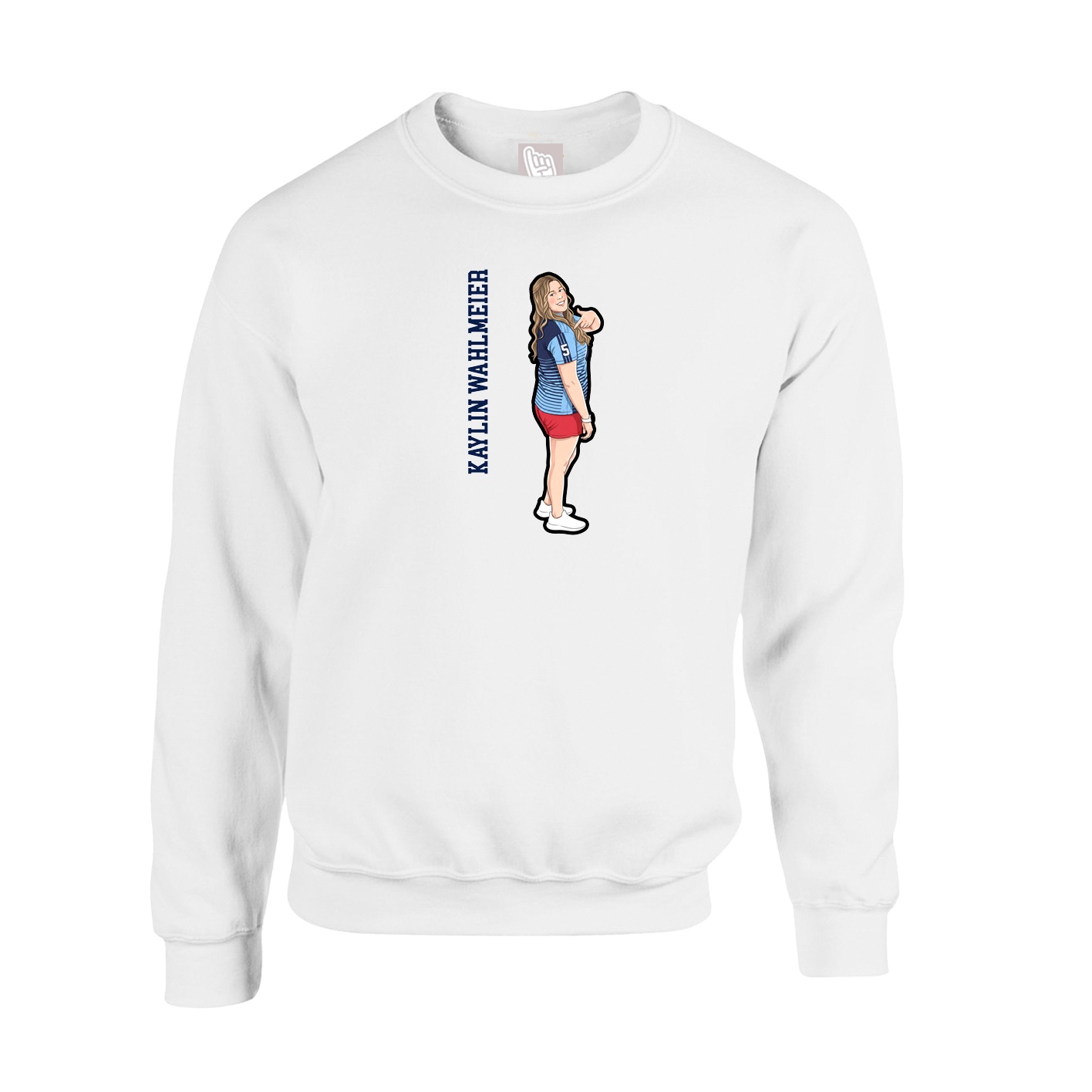 Fleece Crew — Name Vertical in White