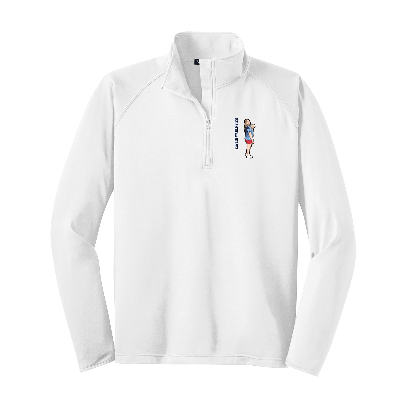 Q-Zip Pullover — Name Vertical in White