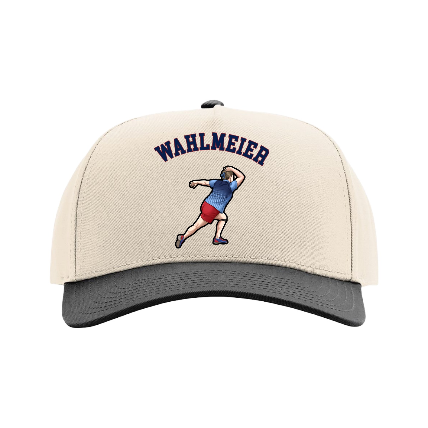 Full Fabric Five-Panel Champ Cap — Shirsey Arch in Cream/Black