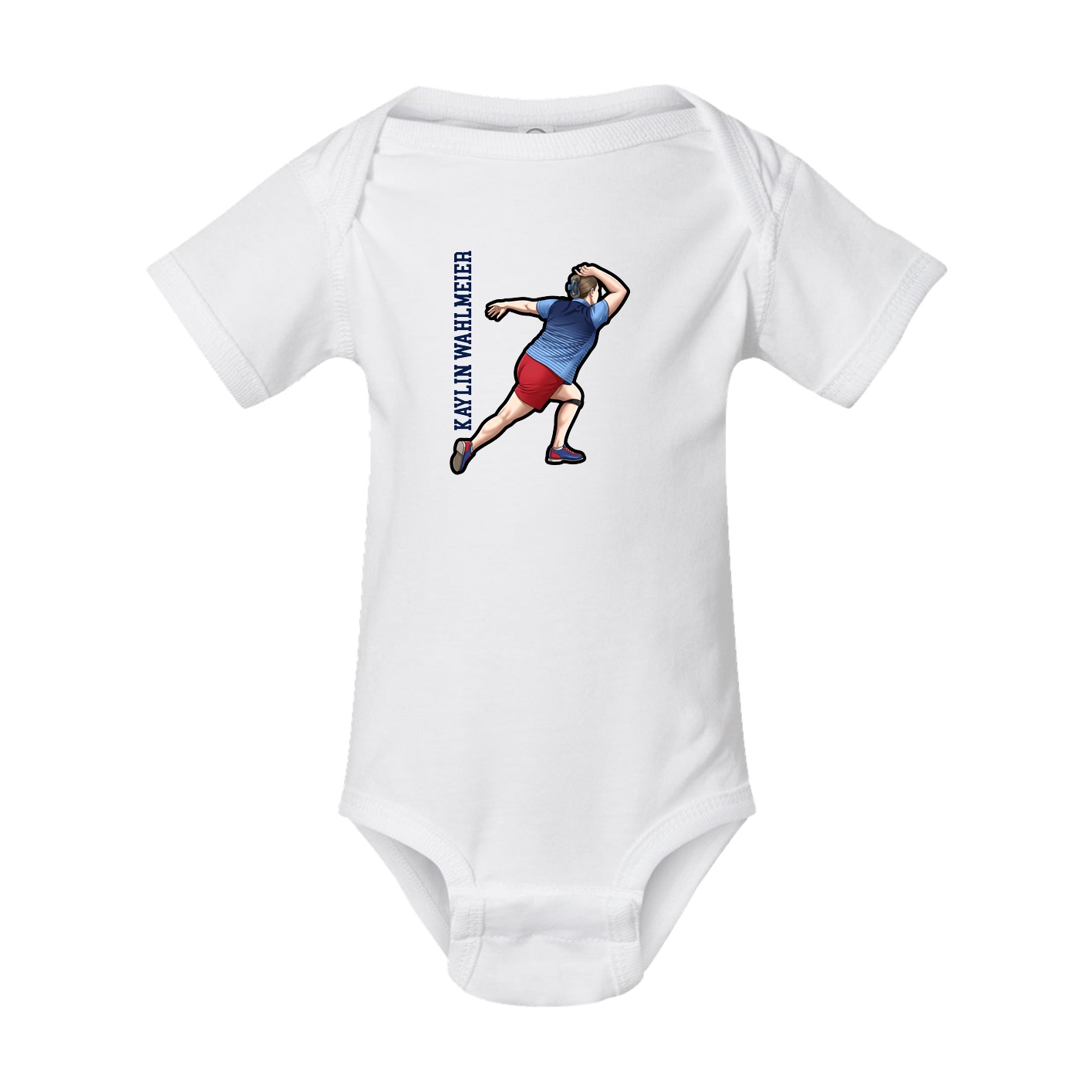 Baby Onesie — Name Vertical in White