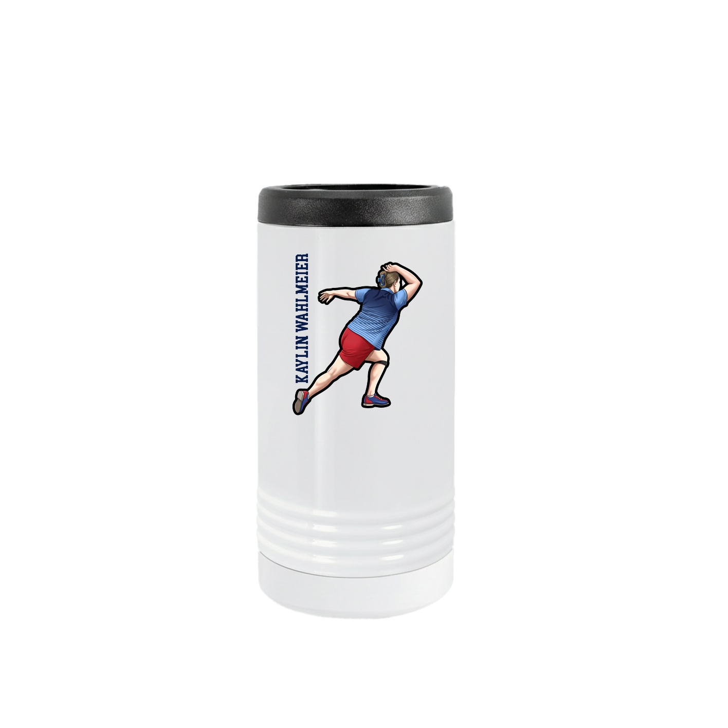 Slim Beverage Holder — Name Vertical in White