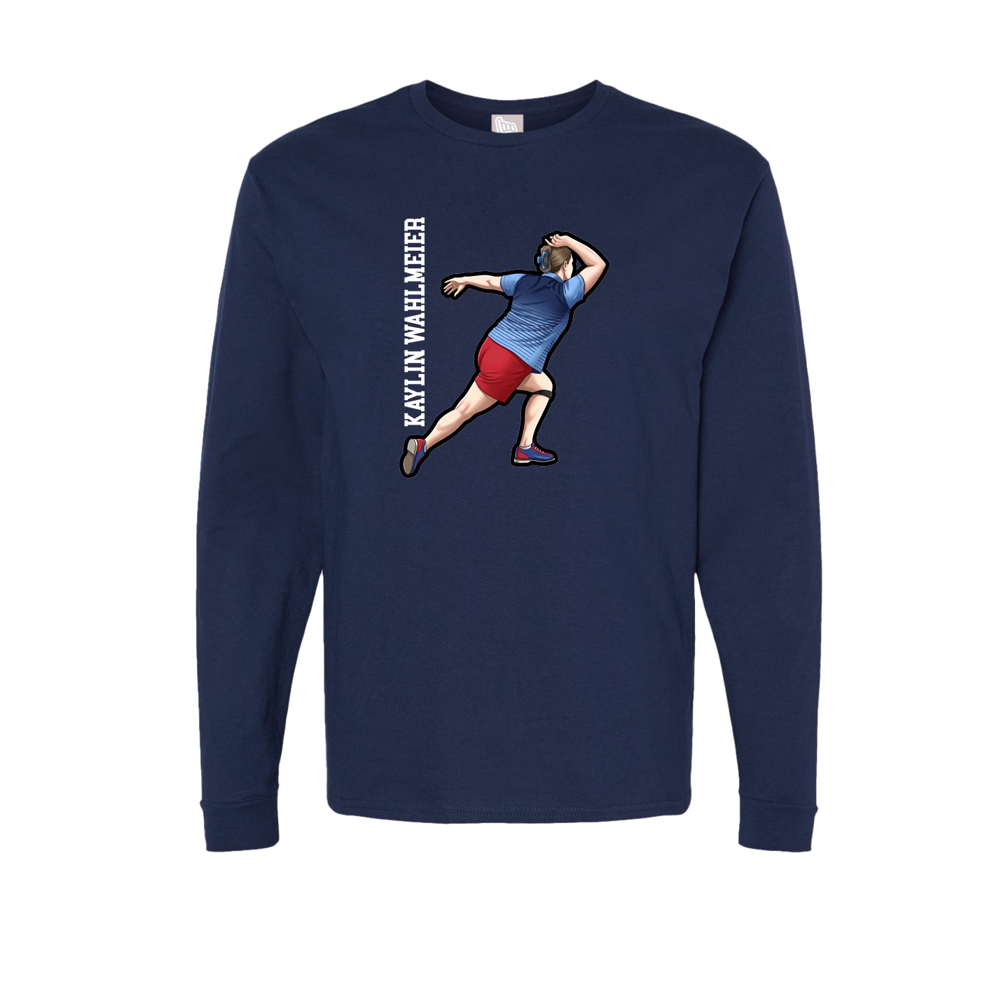 Long Sleeve Tee — Name Vertical in Navy