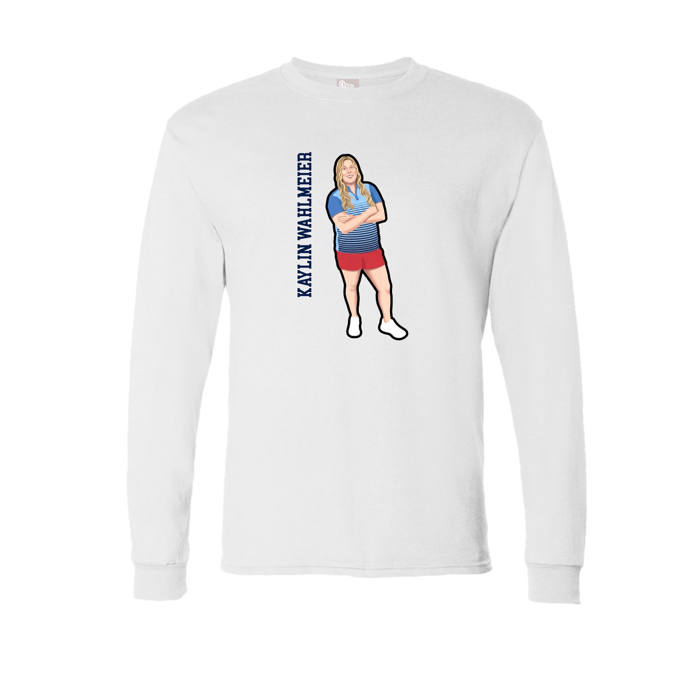 Long Sleeve Tee — Name Vertical in White