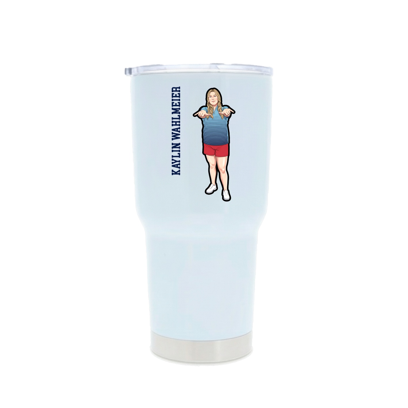 30oz Stainless Steel Tumbler — Name Vertical in White