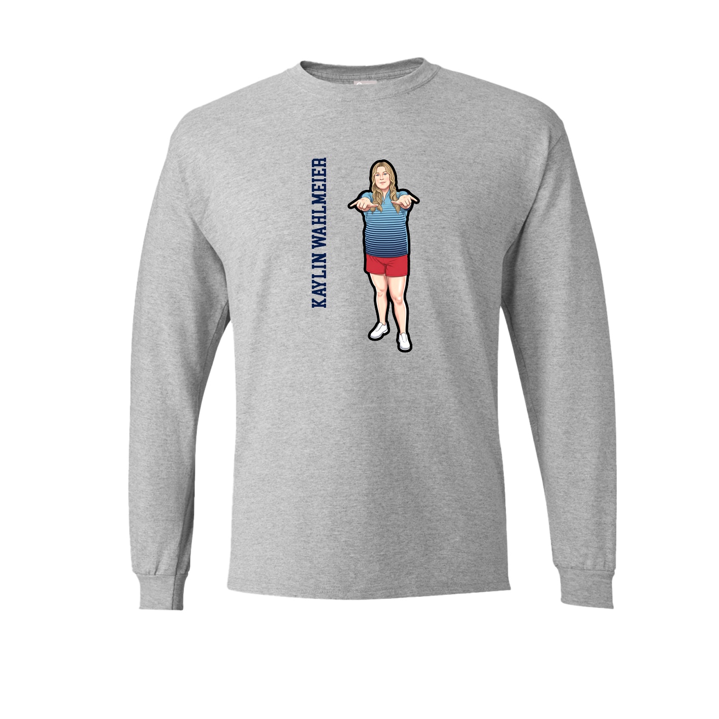 Long Sleeve Tee — Name Vertical in Grey