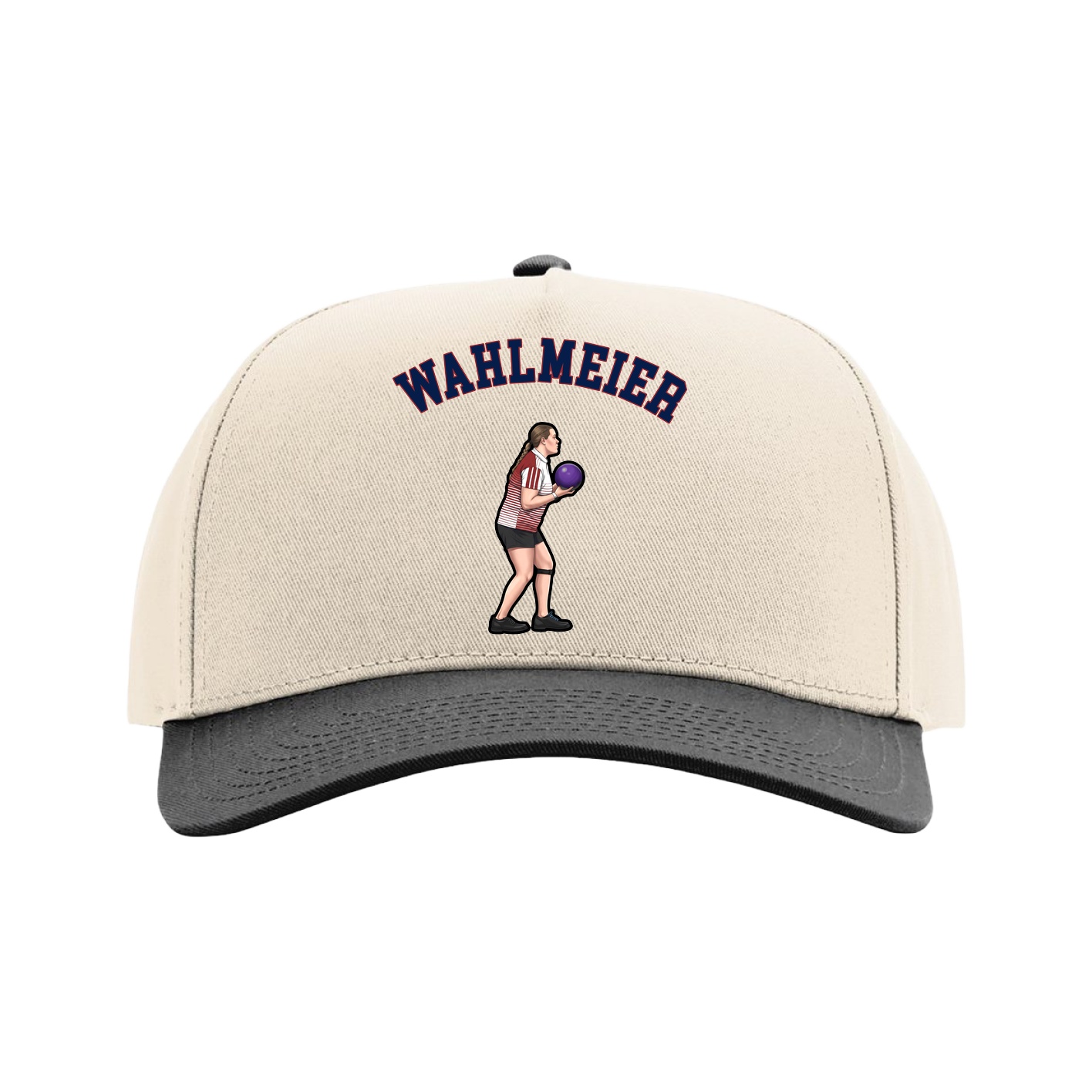 Full Fabric Five-Panel Champ Cap — Shirsey Arch in Cream/Black