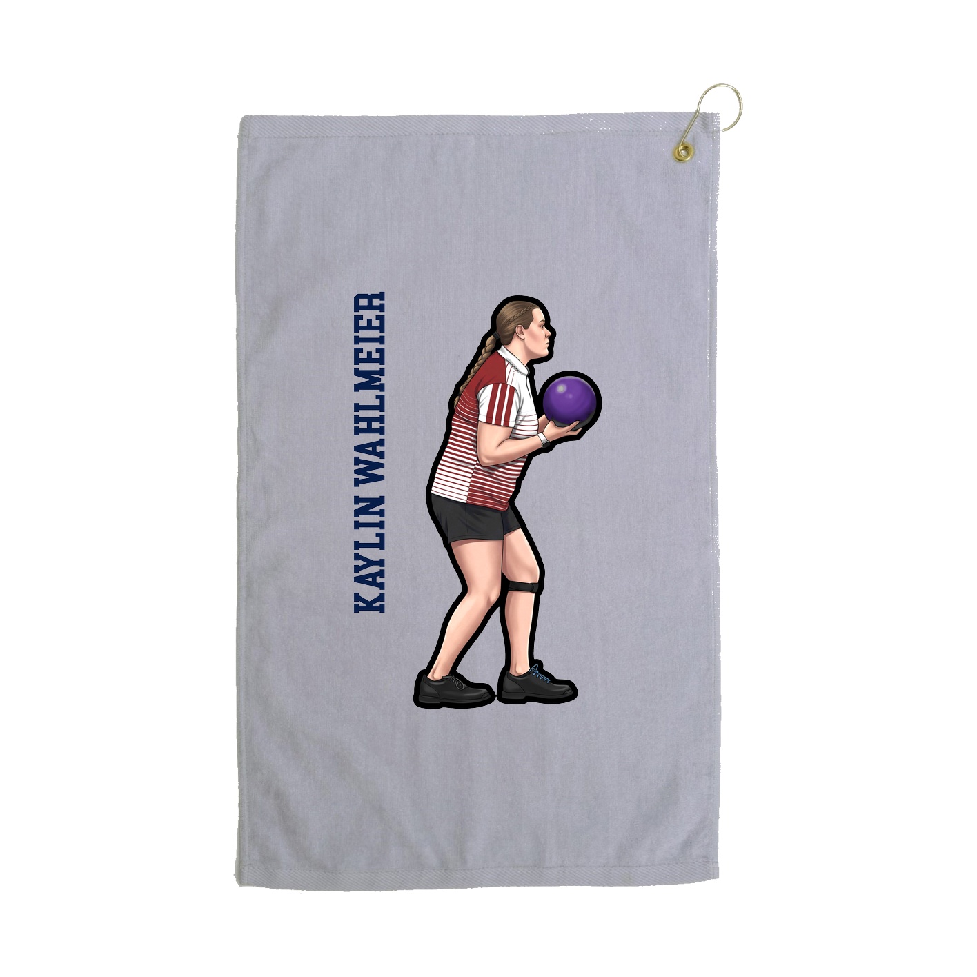 Golf Towel — Name Vertical in Grey