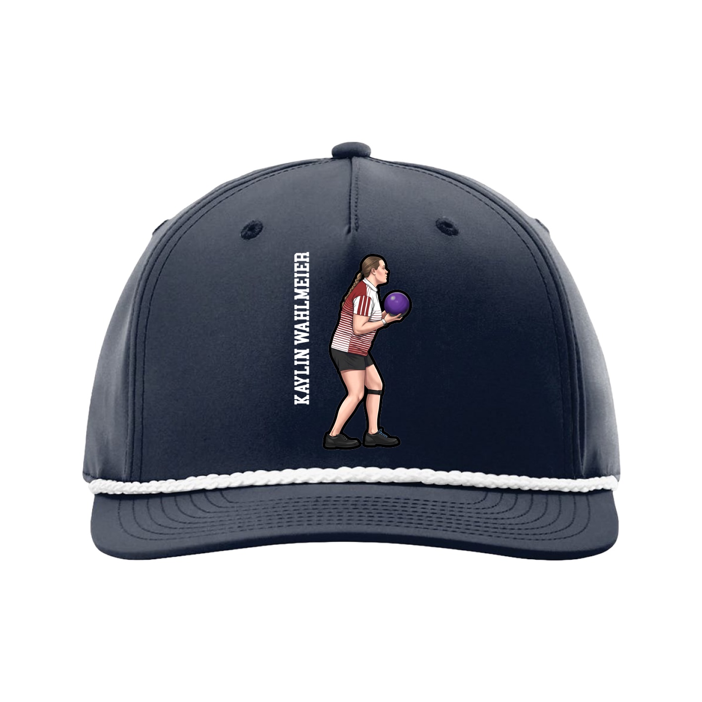 Five-Panel Classic Rope Cap — Name Vertical in Navy