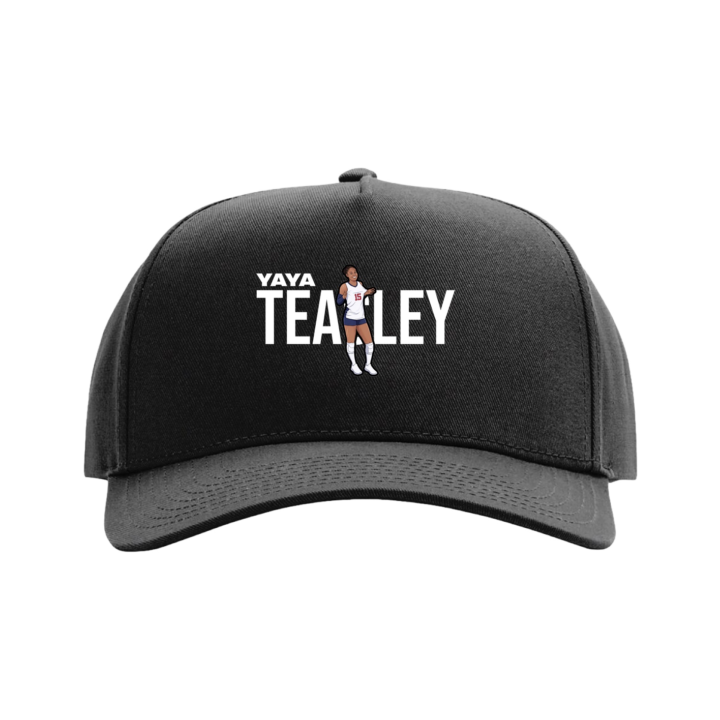 Full Fabric Five-Panel Champ Cap — Player Name in Black