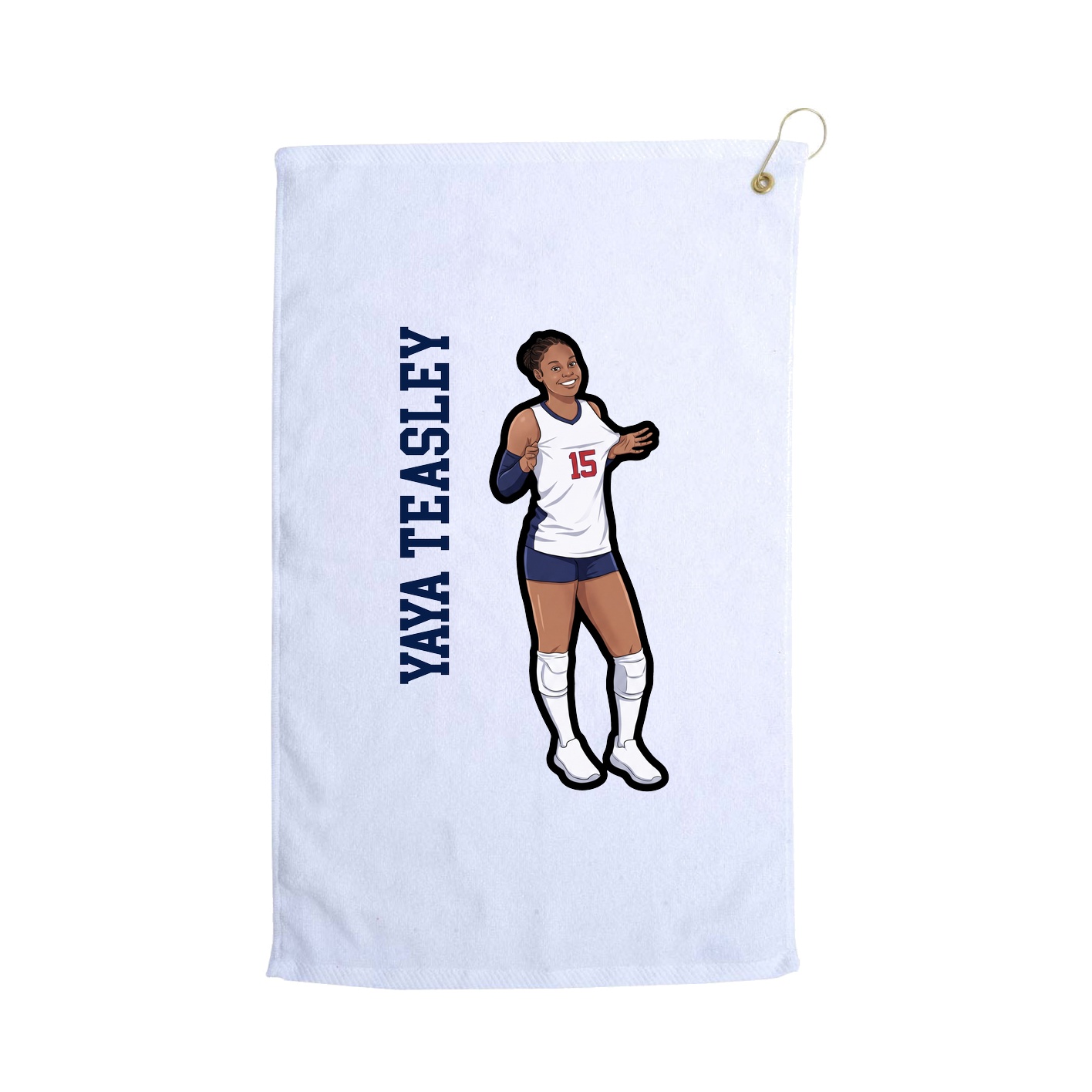 Golf Towel — Name Vertical in White