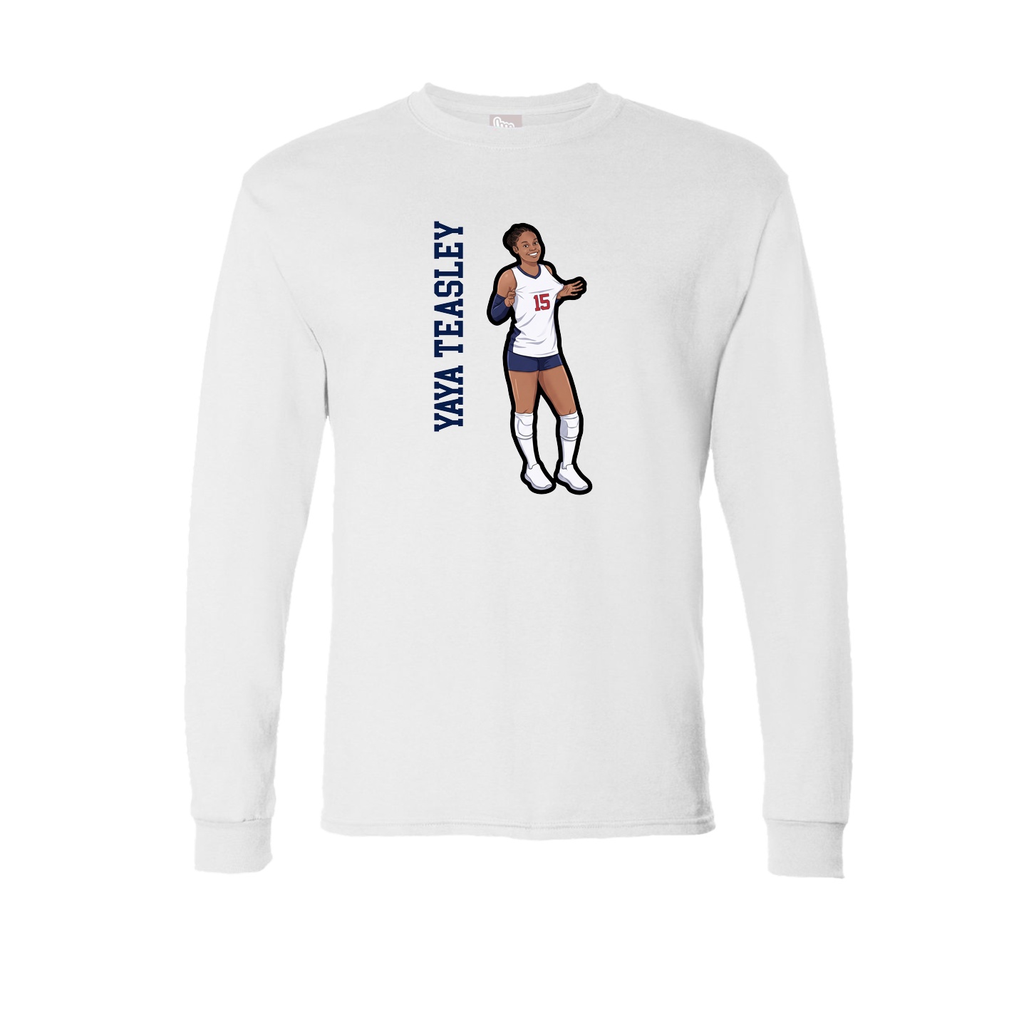 Long Sleeve Tee — Name Vertical in White