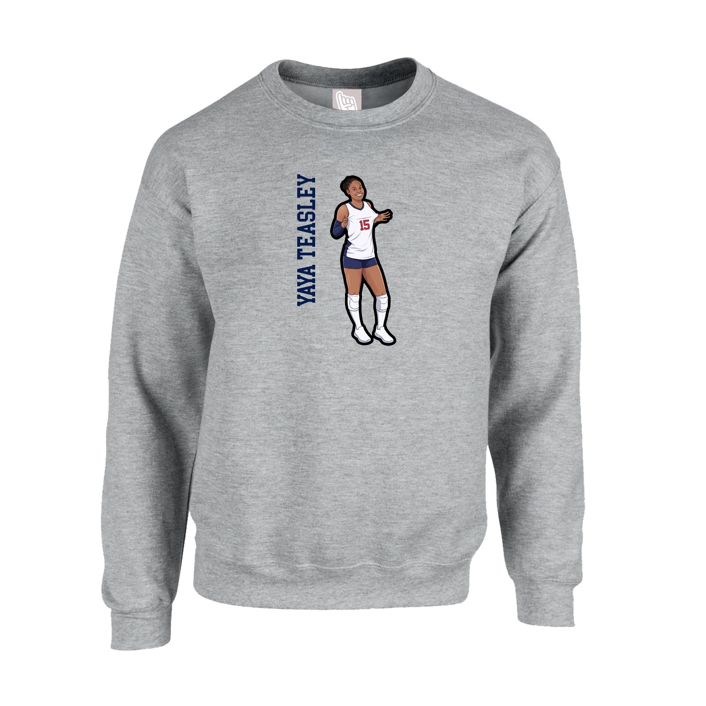 Fleece Crew — Name Vertical in Grey