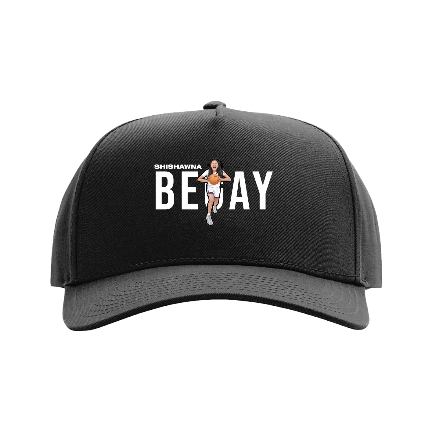 Full Fabric Five-Panel Champ Cap — Player Name in Black