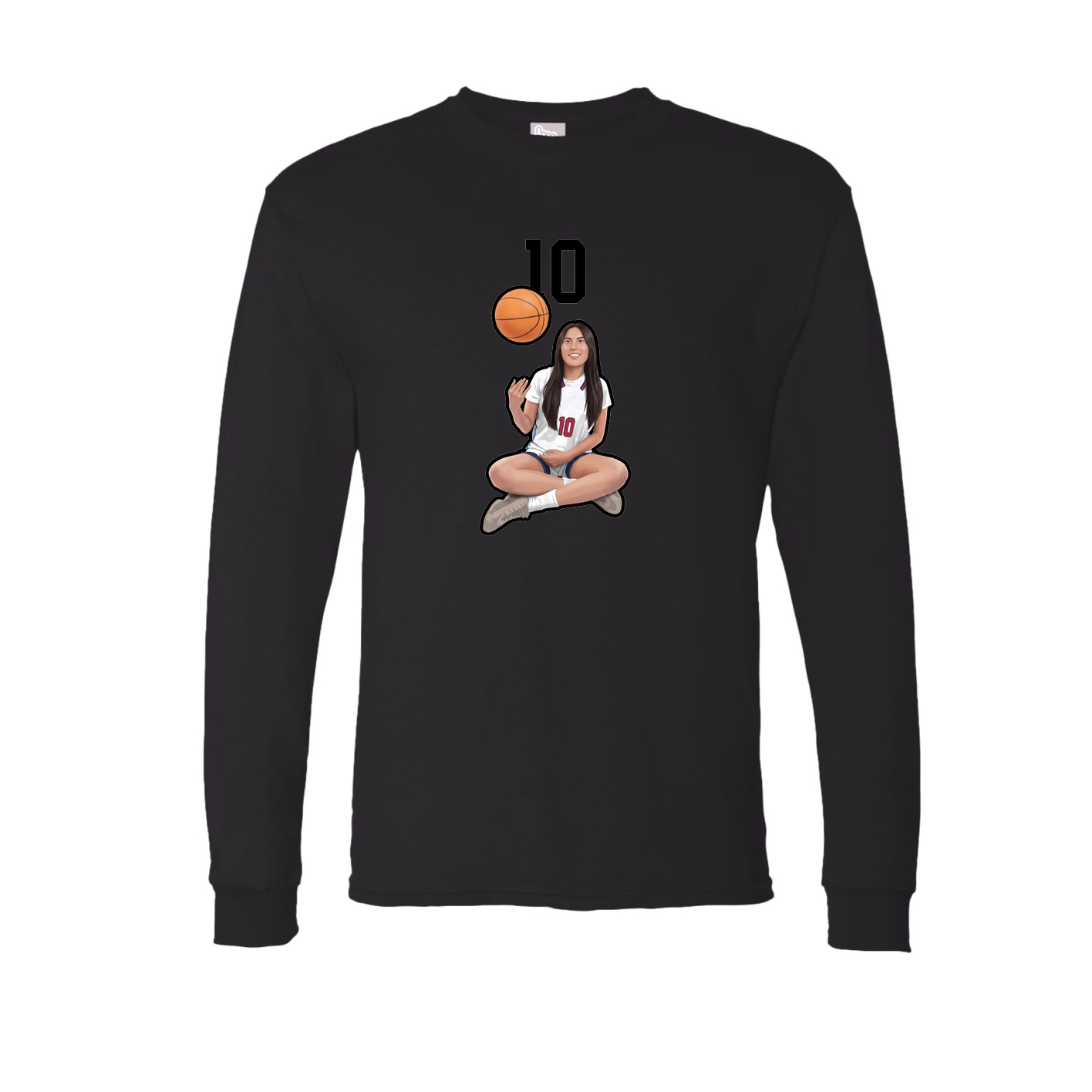 Long Sleeve Tee — Number Top in Black