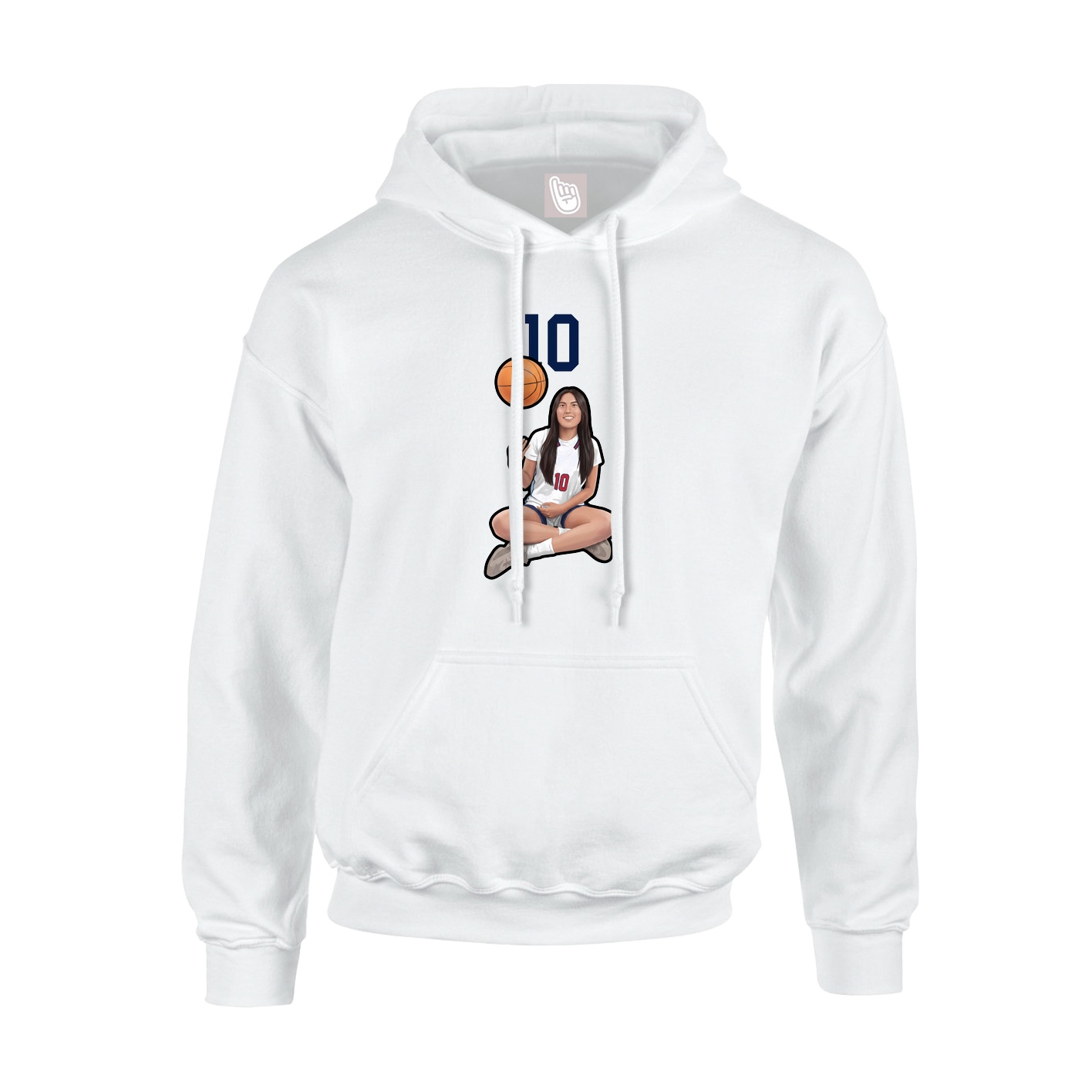 Youth Hoodie — Number Top in White