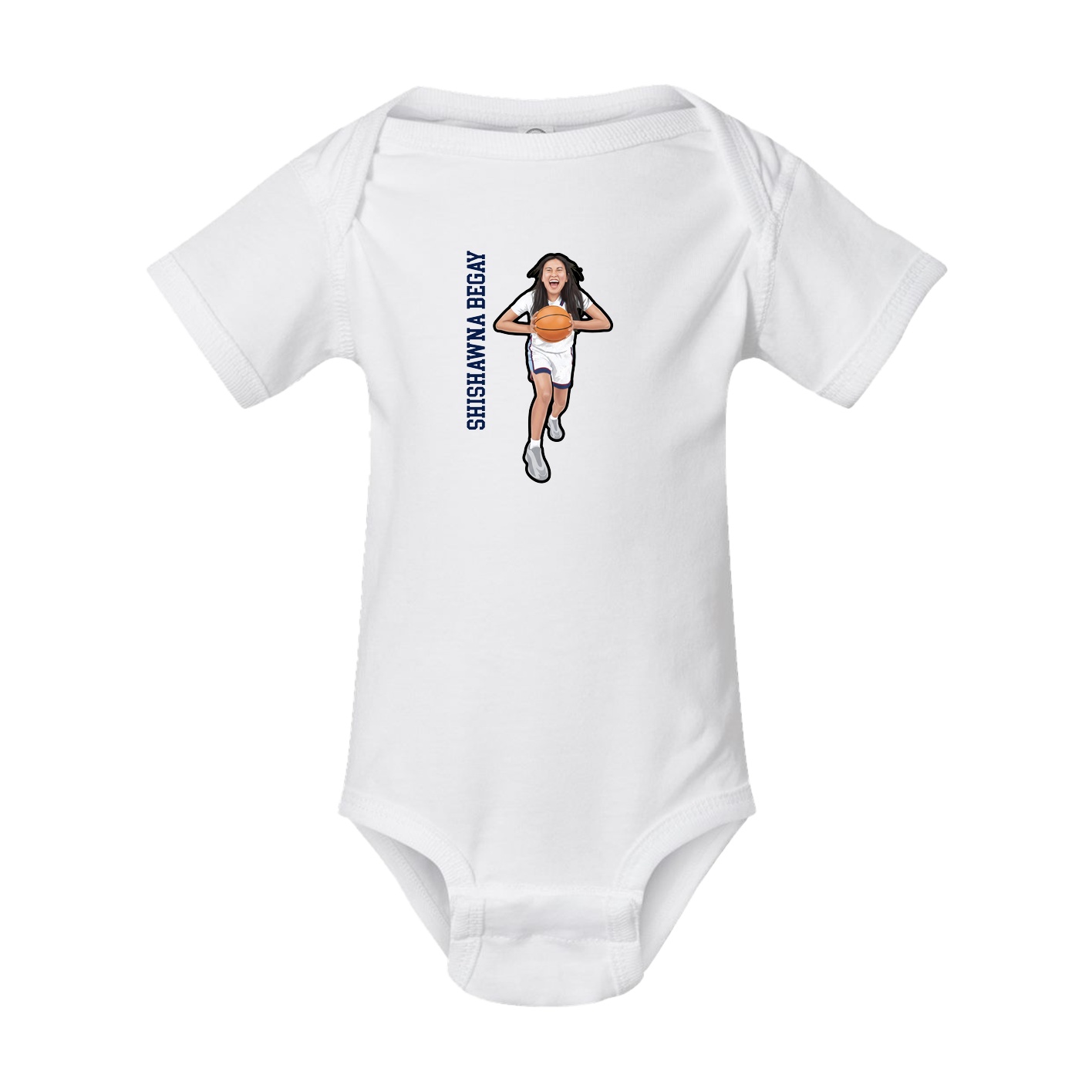 Baby Onesie — Name Vertical in White