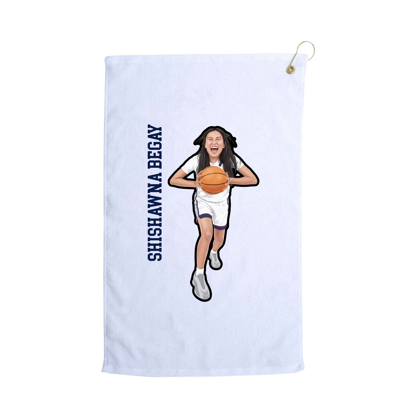 Golf Towel — Name Vertical in White
