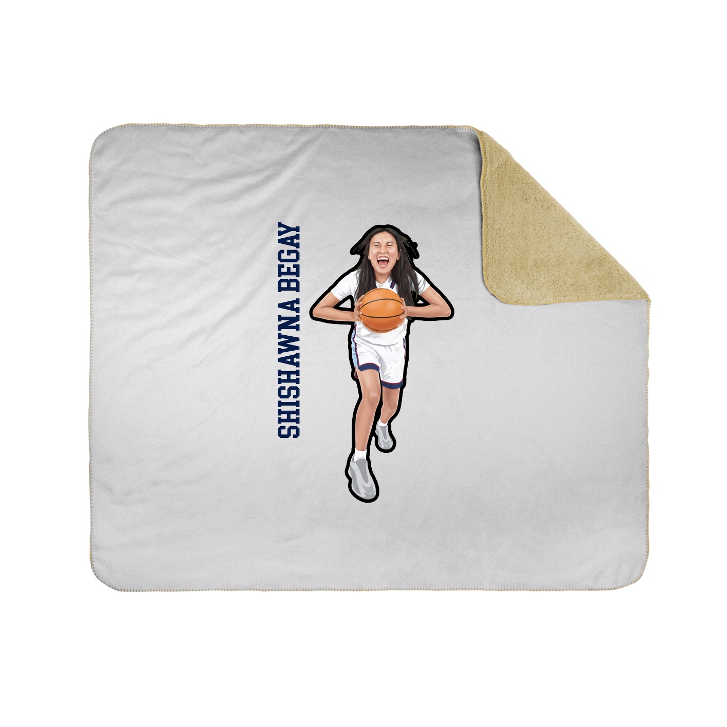 Throw Blanket — Name Vertical in White